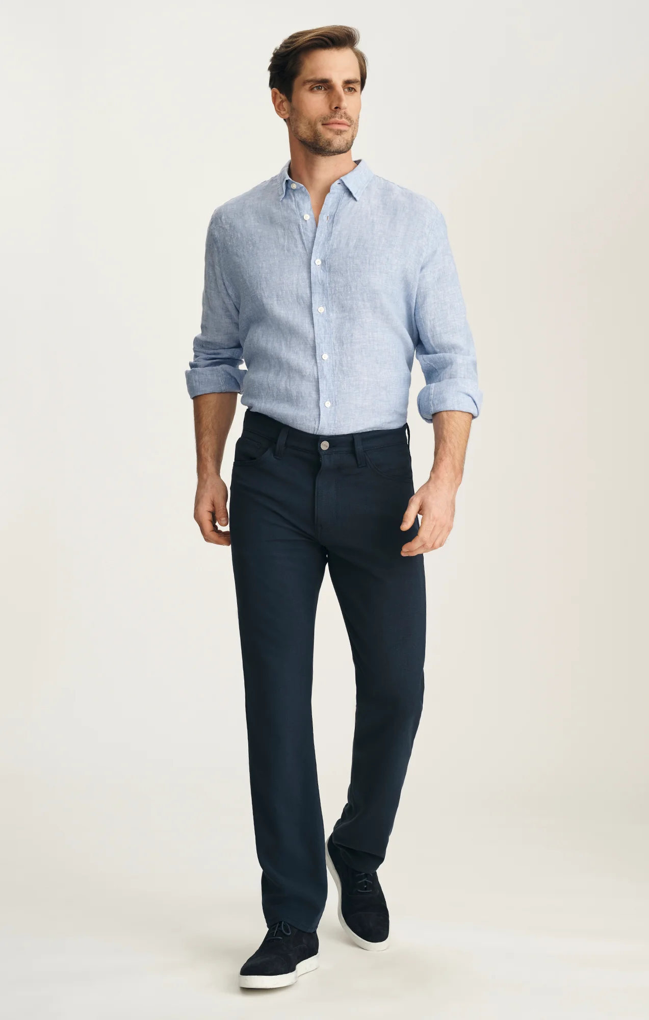 Courage Straight Leg Pants In Deep Ocean Cross Twill