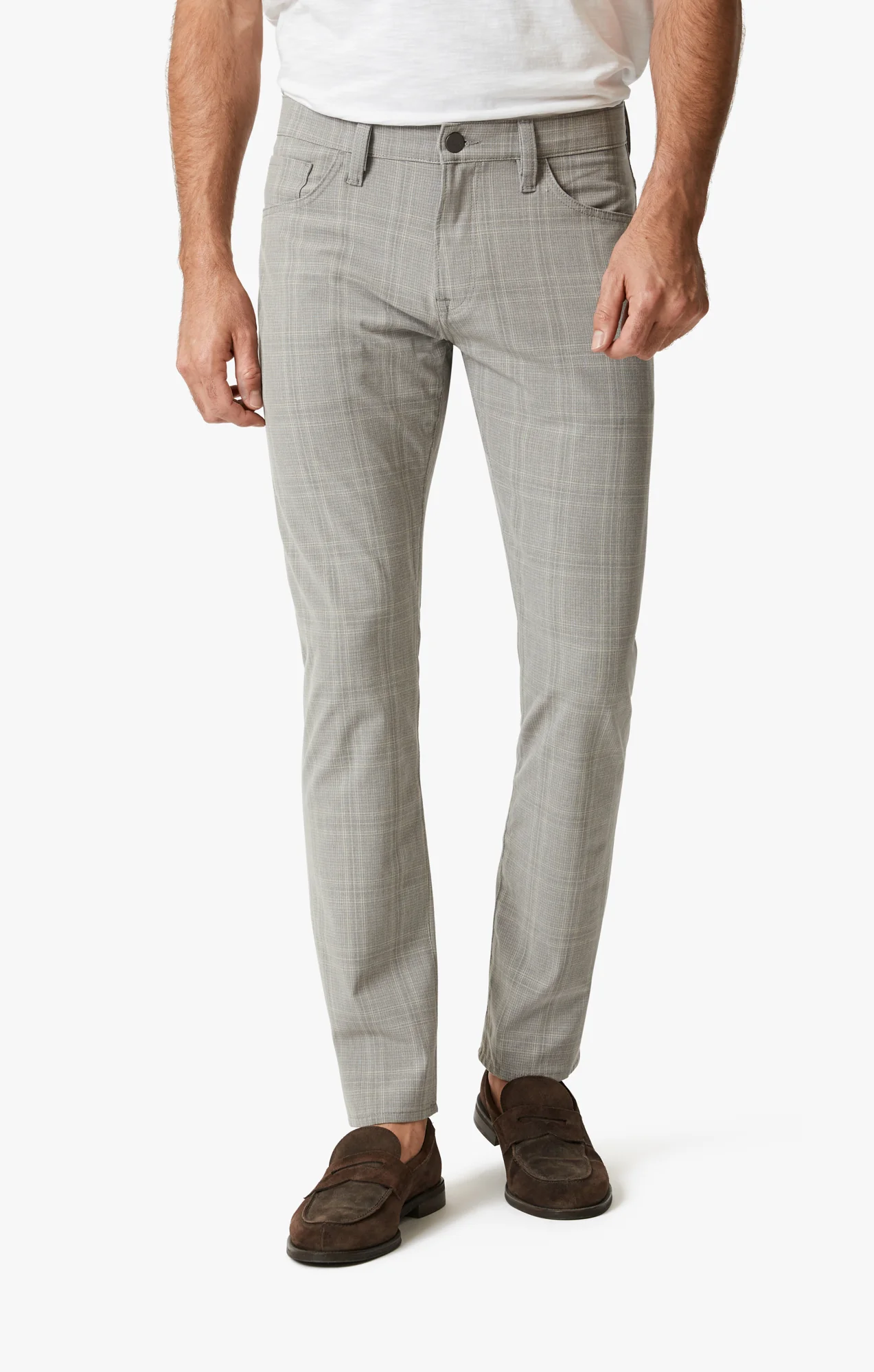 Courage Straight Leg Pants In Grey Checked - Image 2
