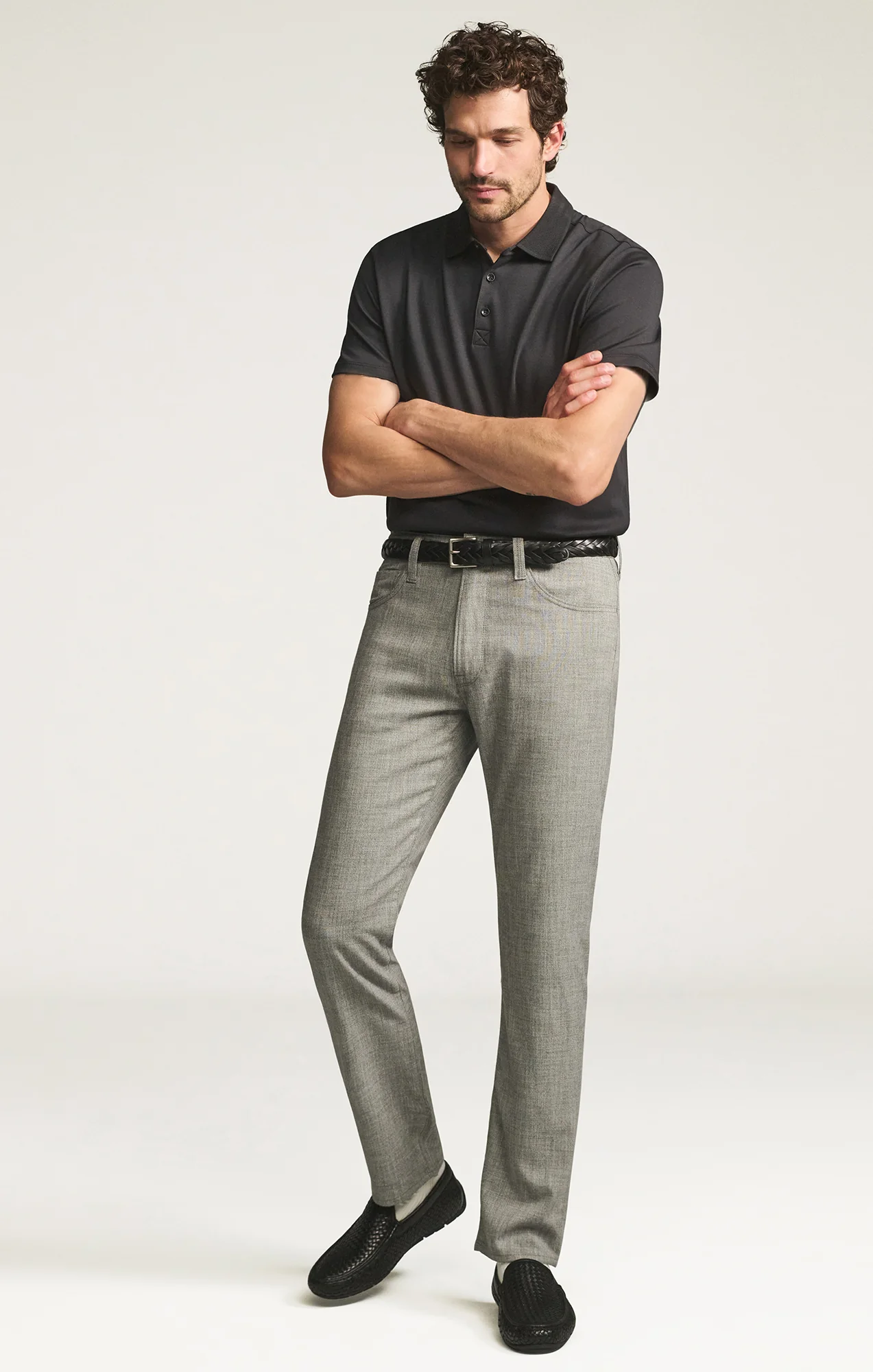 Courage Straight Leg Pants in Grey Cross Twill - Image 3