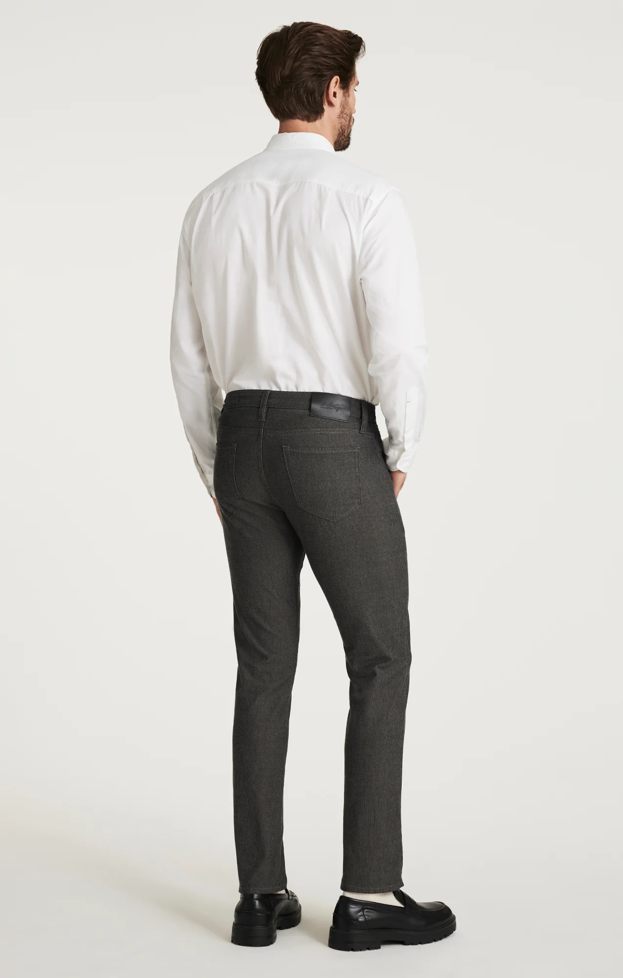 Courage Straight Leg Pants in Grey Herringbone - Image 3