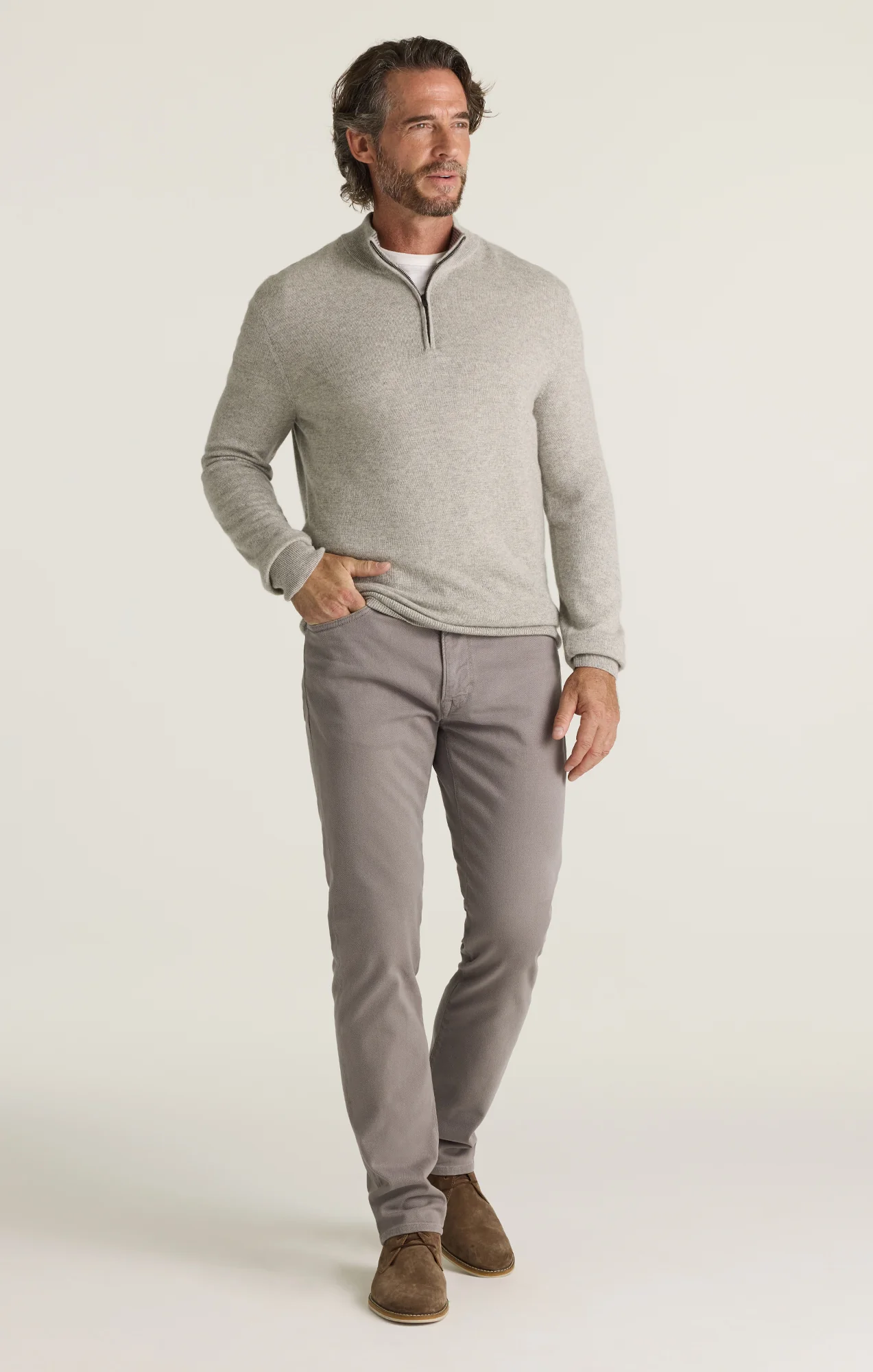 Courage Straight Leg Pants in Grey Honeycomb