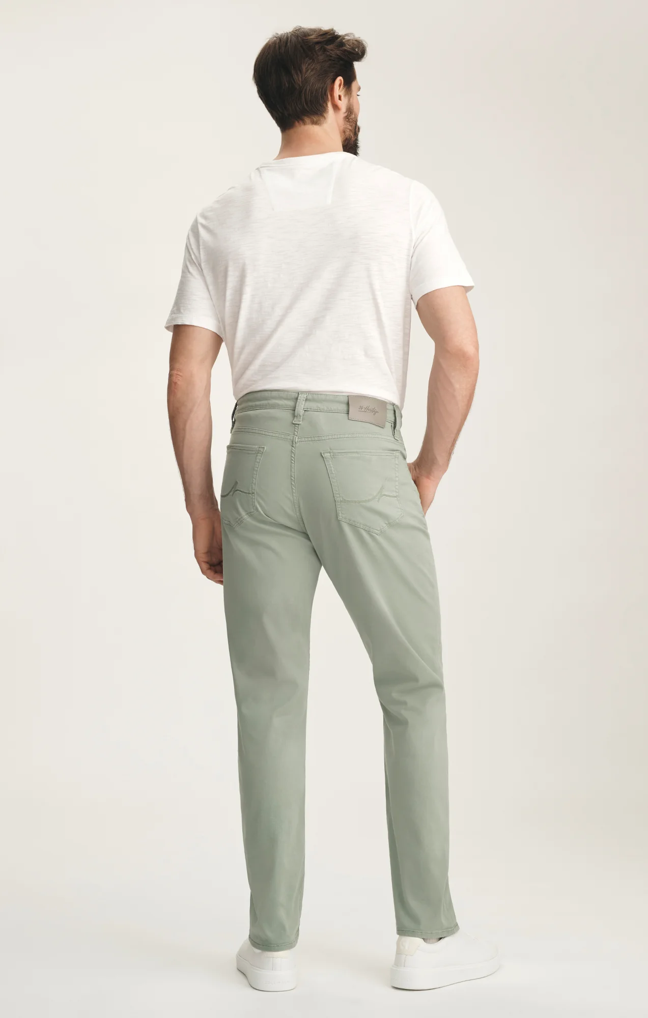 Courage Straight Leg Pants In Iceberg Green Twill - Image 3