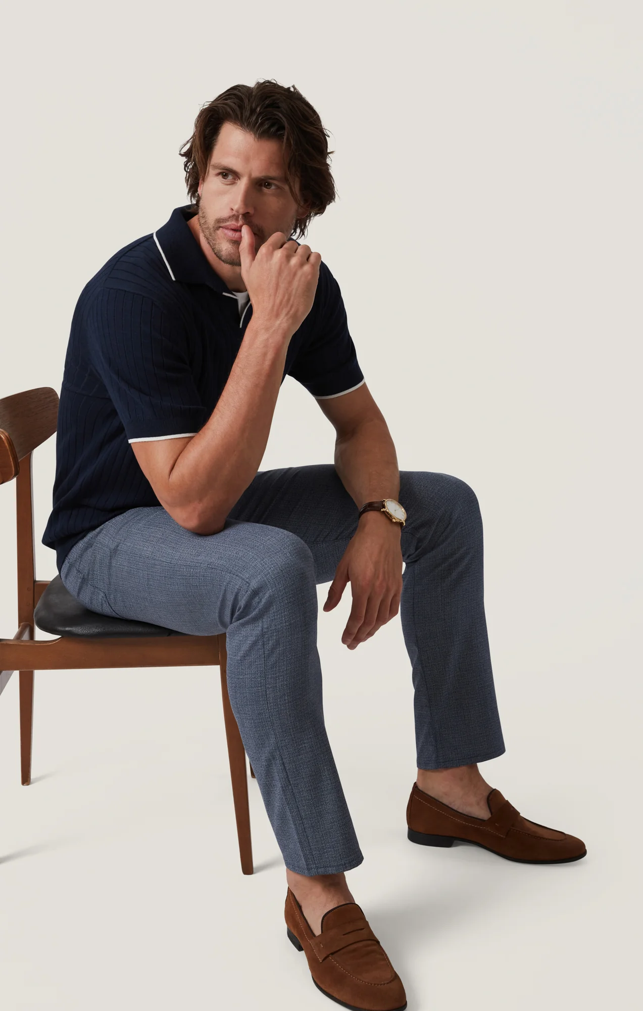Courage Straight Leg Pants in Navy Fancy - Image 6