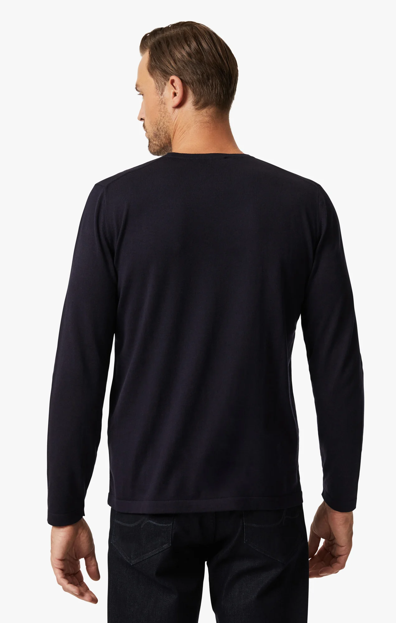 Crew Neck Sweater In Navy - Image 3