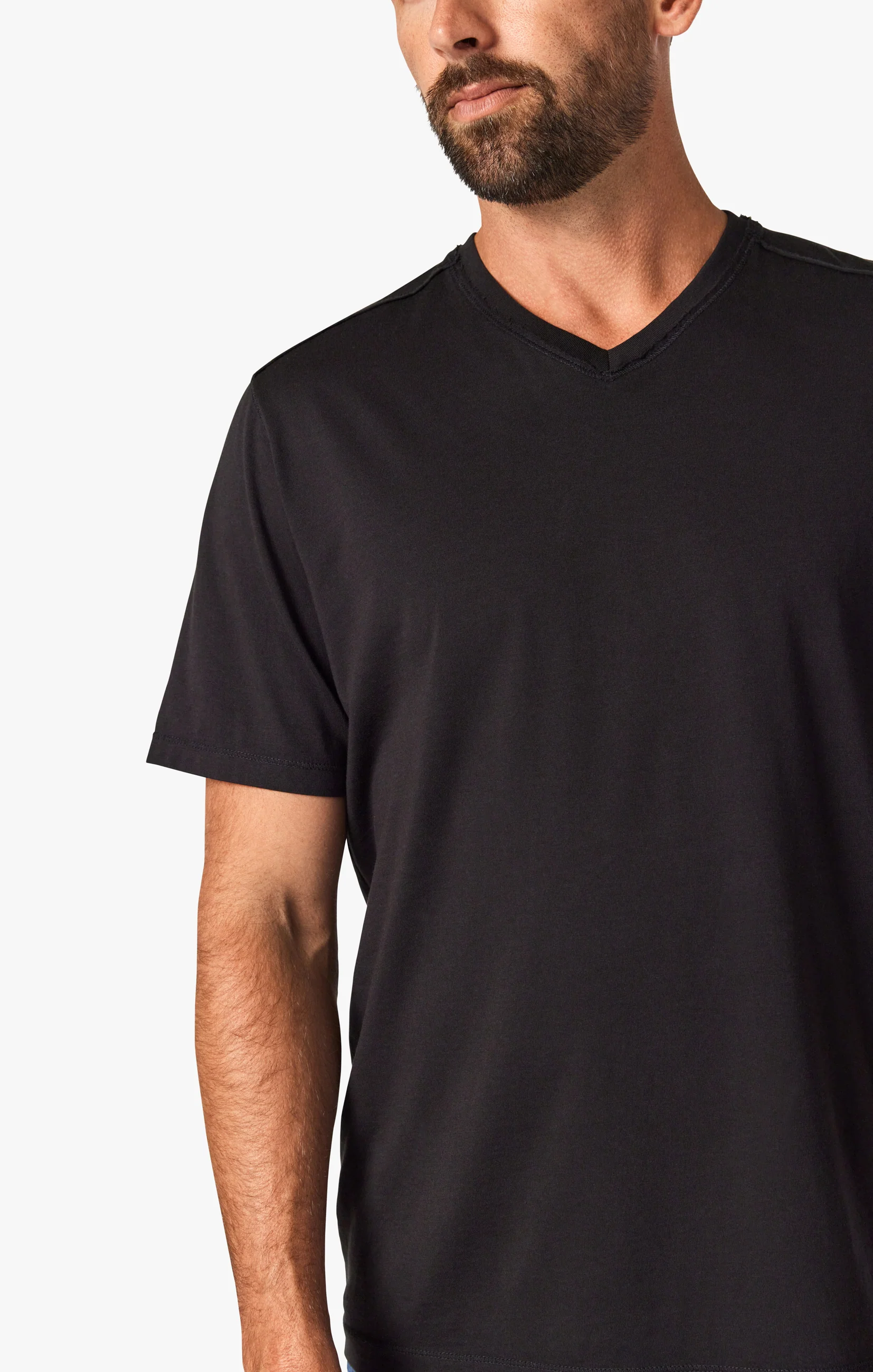 Deconstructed V-Neck T-Shirt in Black - Image 4