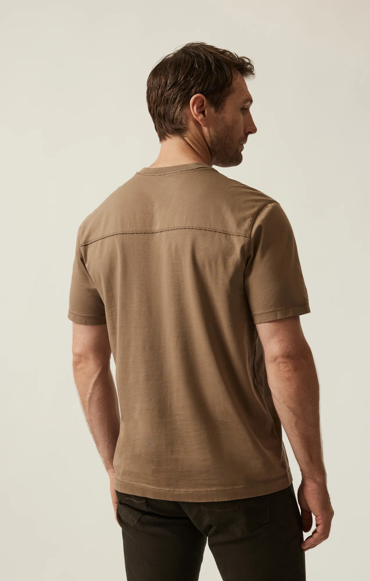 Deconstructed V-Neck T-Shirt In Shitake - Image 3