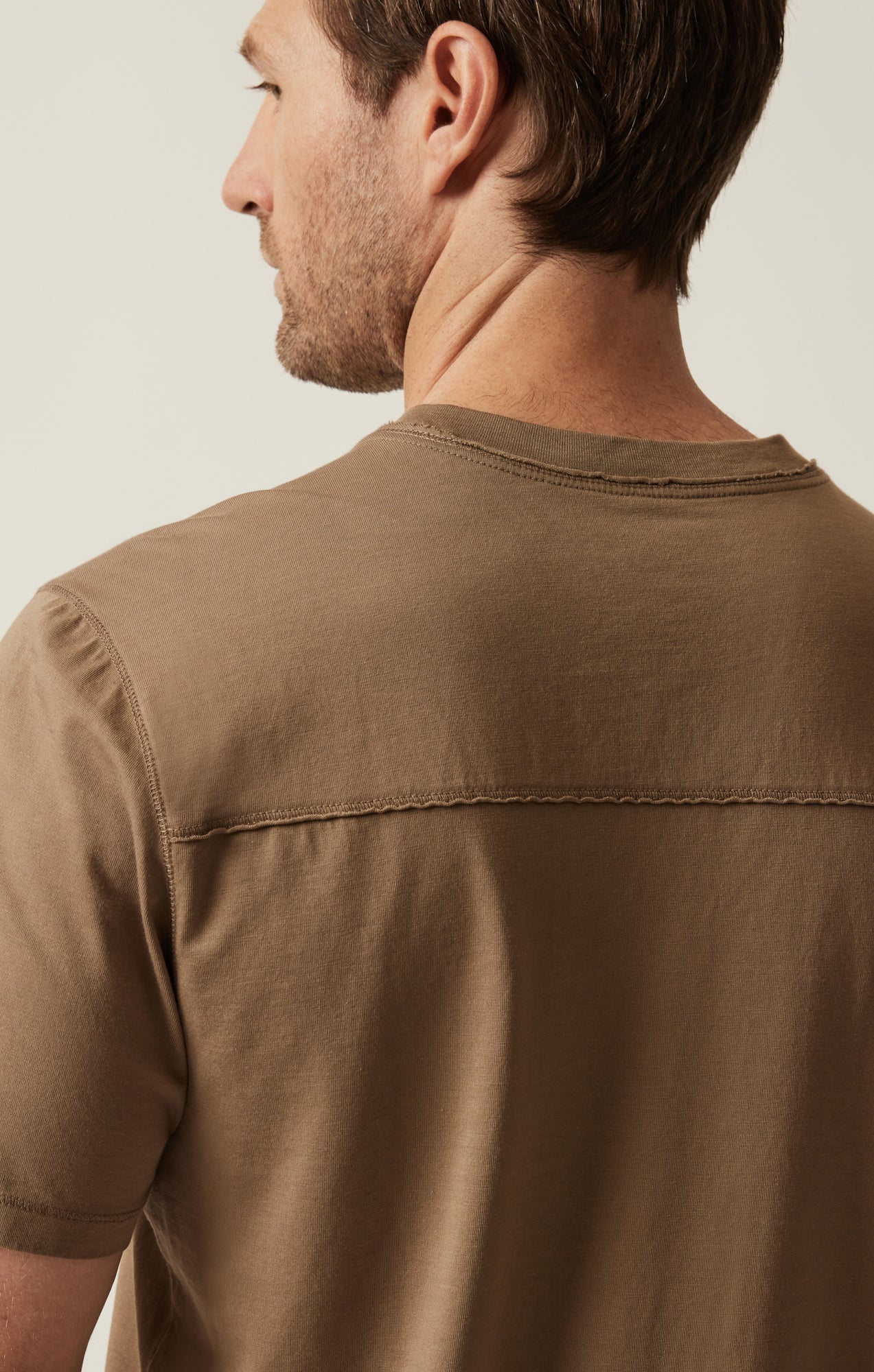 Deconstructed V-Neck T-Shirt In Shitake - Image 4