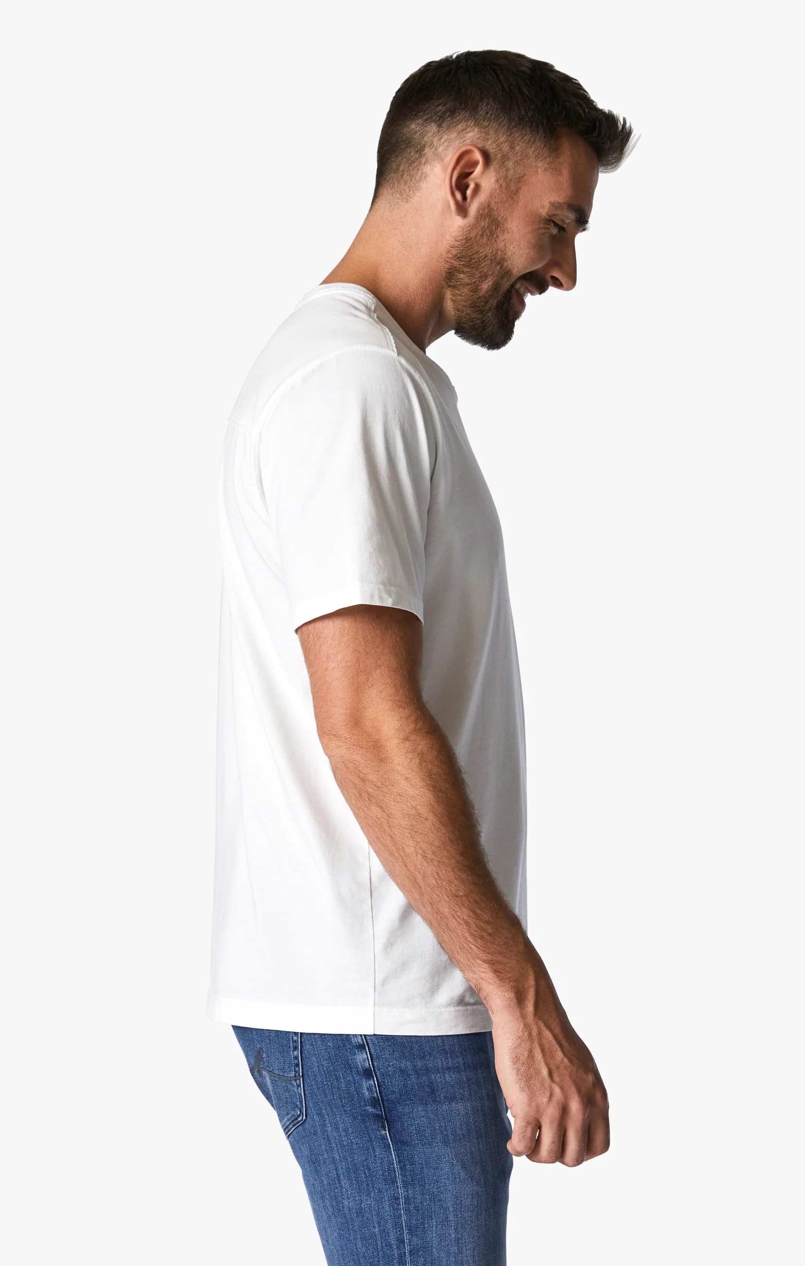Deconstructed V-Neck T-Shirt in White - Image 5