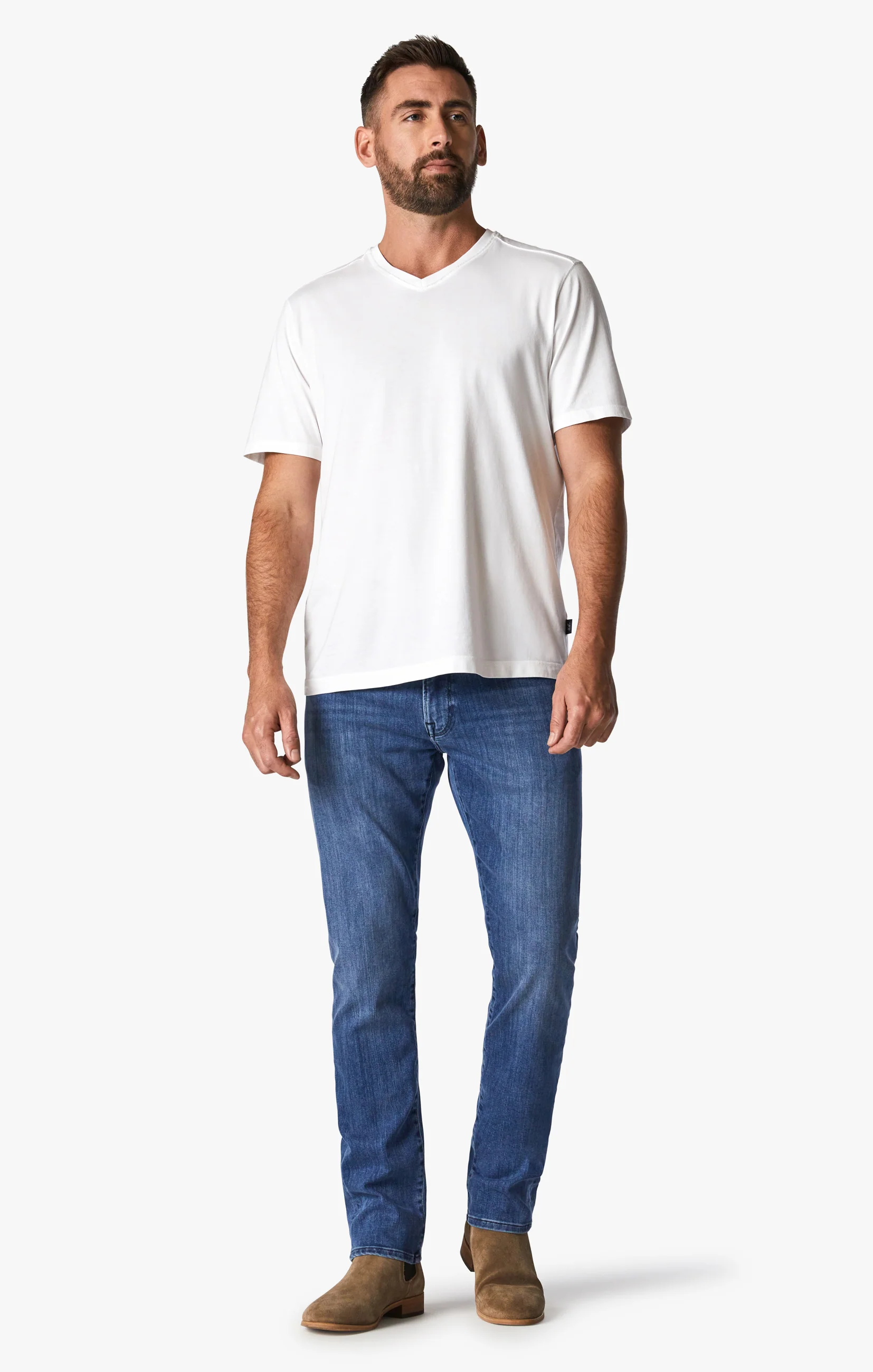 Deconstructed V-Neck T-Shirt in White - Image 6