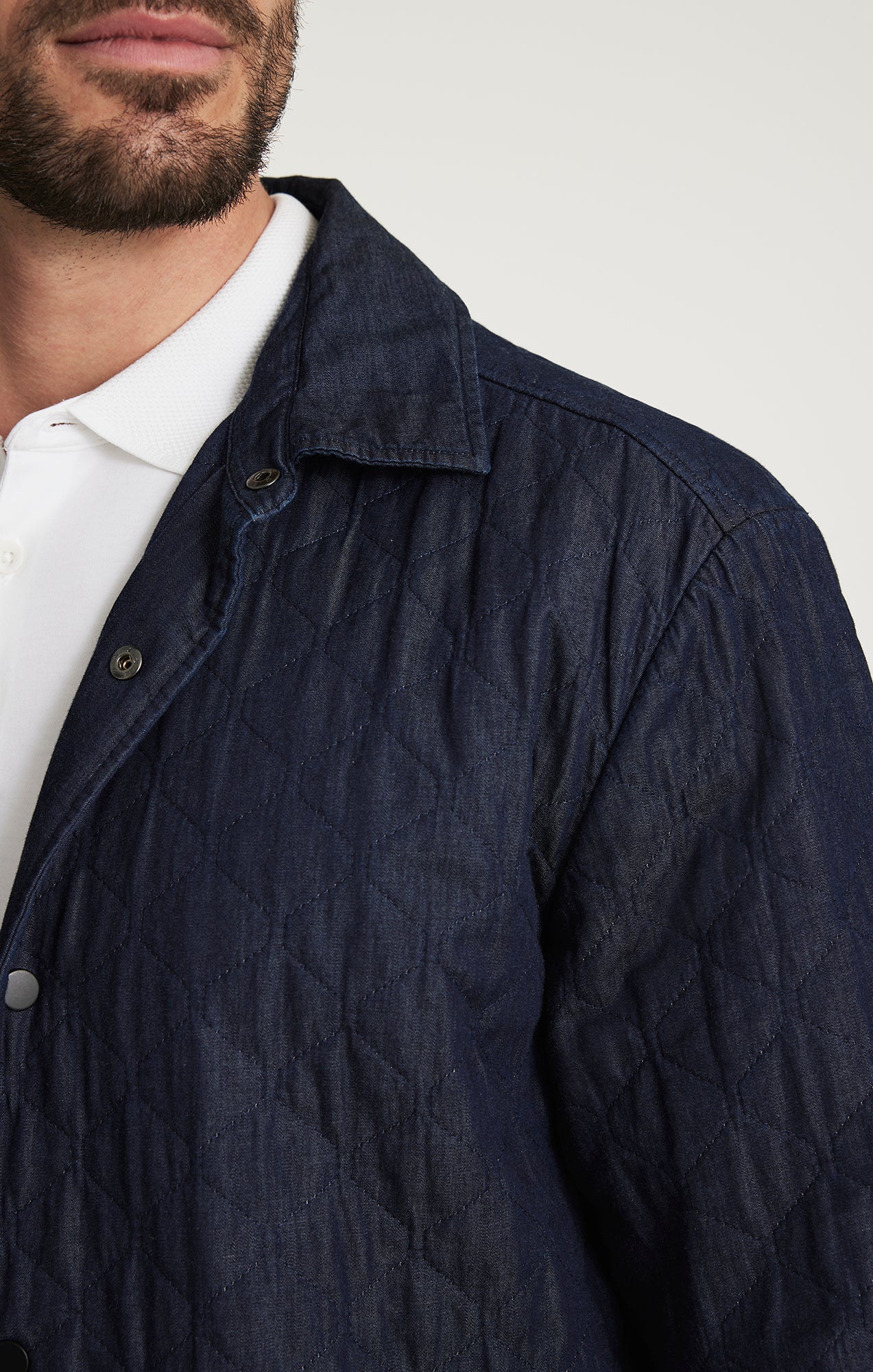 Denim Quilted Overshirt In Rinse - Image 4