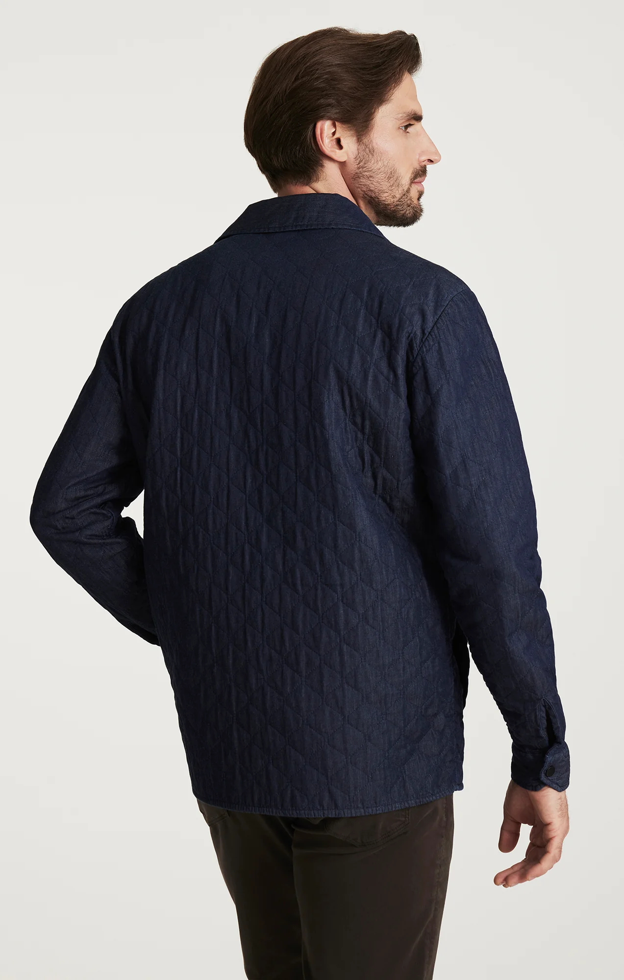Denim Quilted Overshirt In Rinse - Image 5