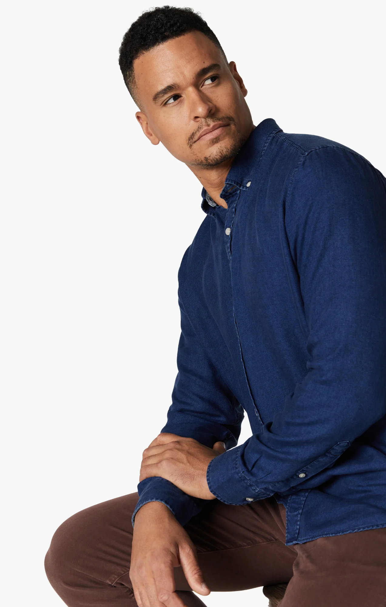 Denim Shirt In Mid Indigo - Image 8