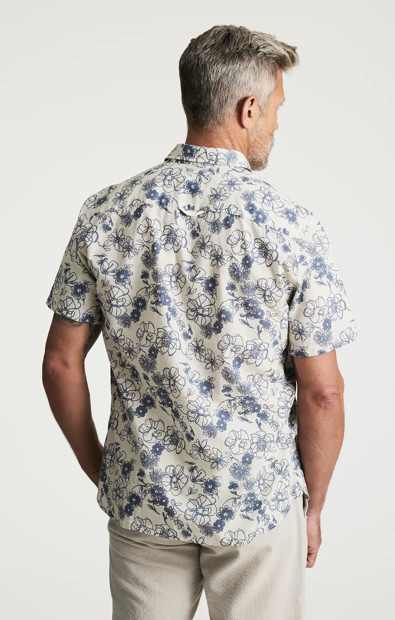 Flower Short Sleeve Shirt In Vintage Indigo - Image 4