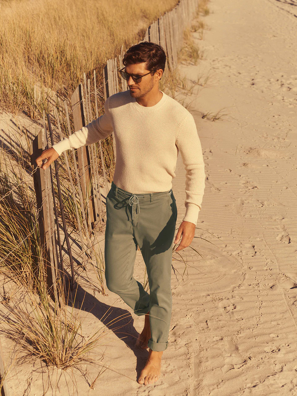 Formia Drawstring Chino Pants In Moss Green Soft Touch - Image 13