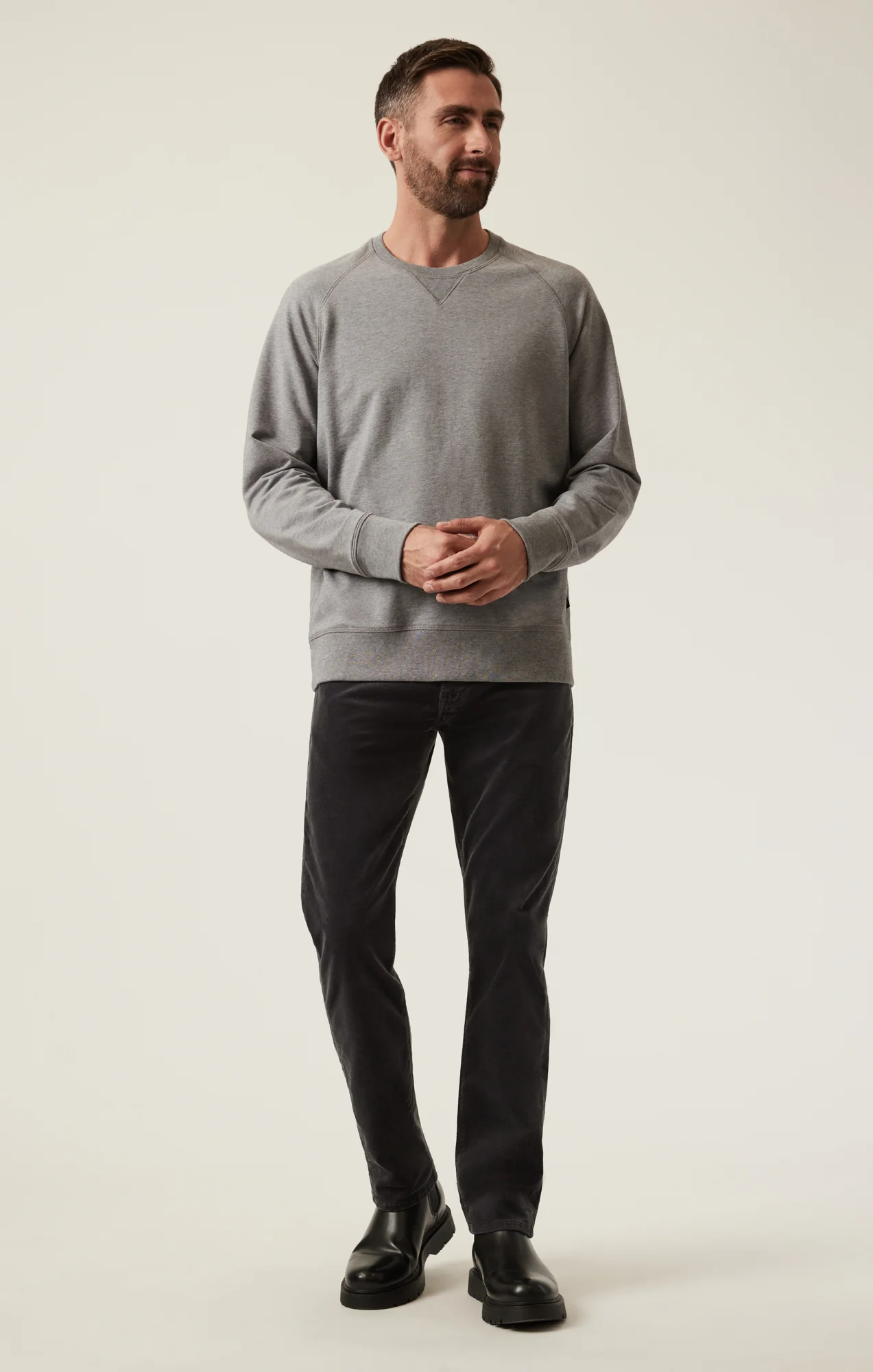 French Terry Crew Sweatshirt In Grey Melange - Image 4
