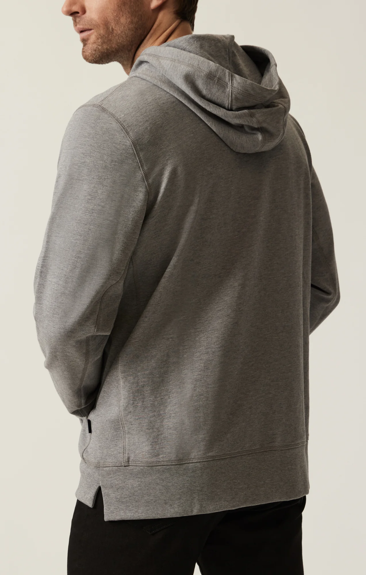 French Terry Hoodie In Grey Melange - Image 3