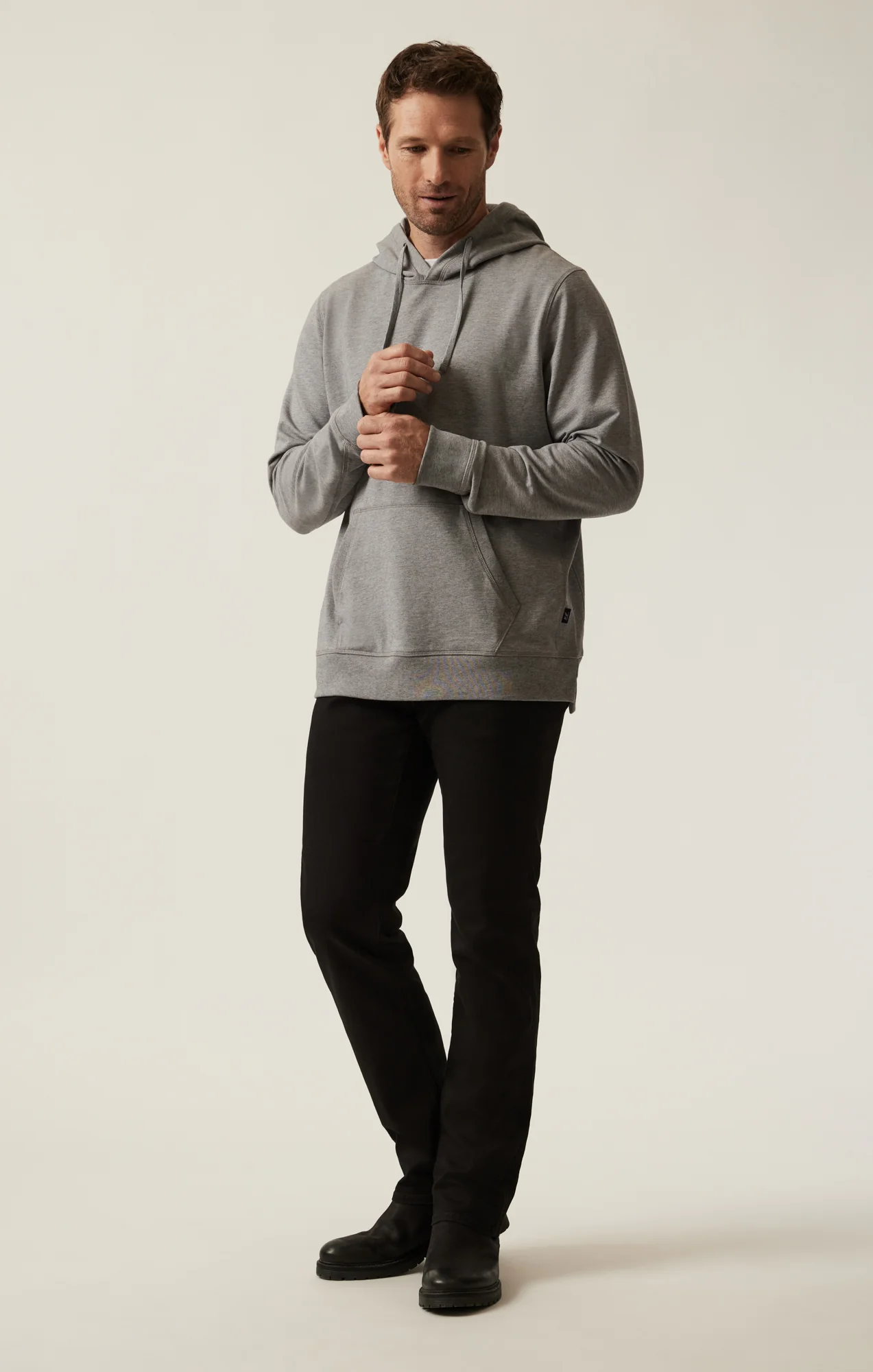 French Terry Hoodie In Grey Melange - Image 7
