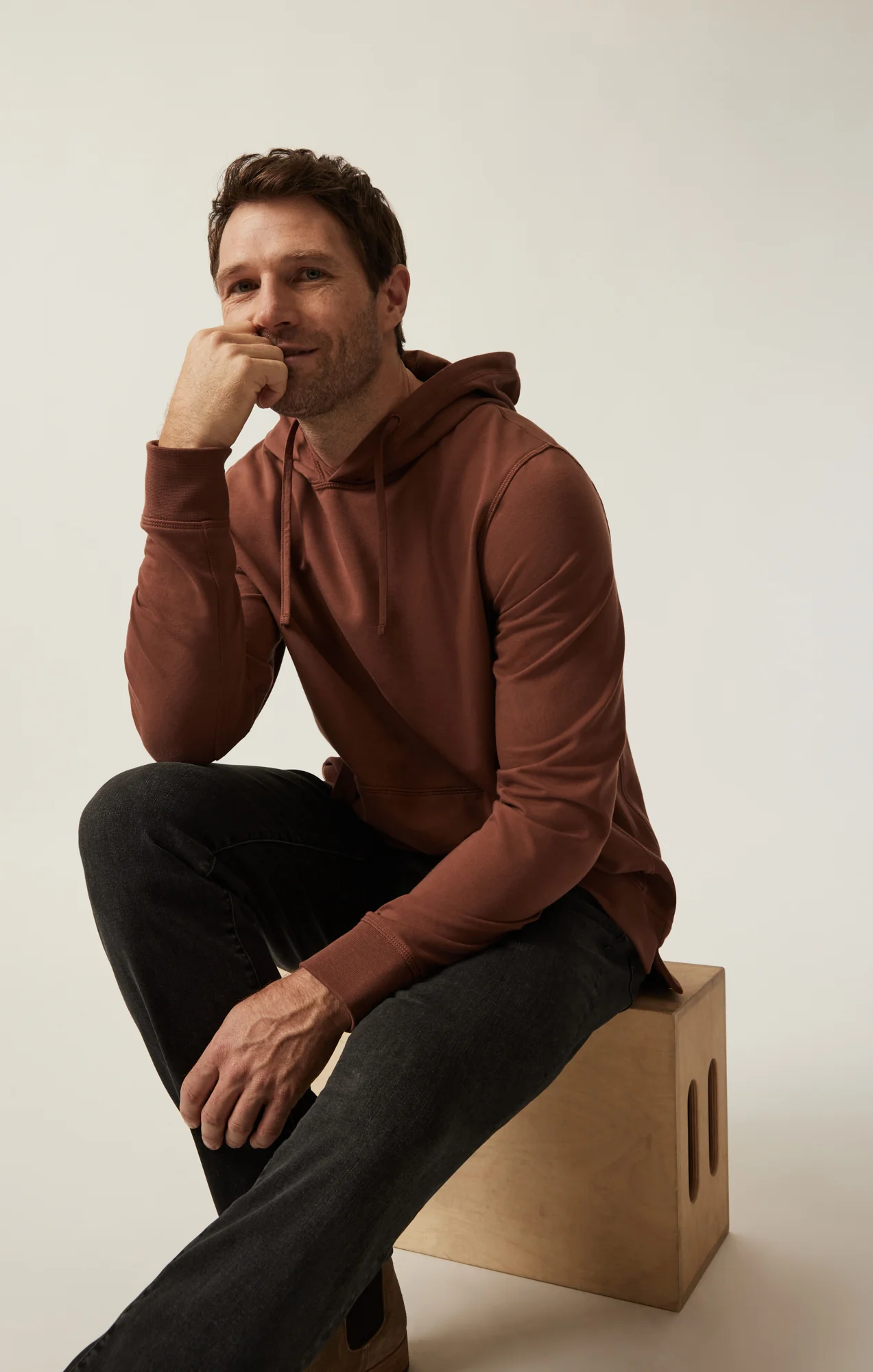 French Terry Hoodie In Cinnamon - Image 9