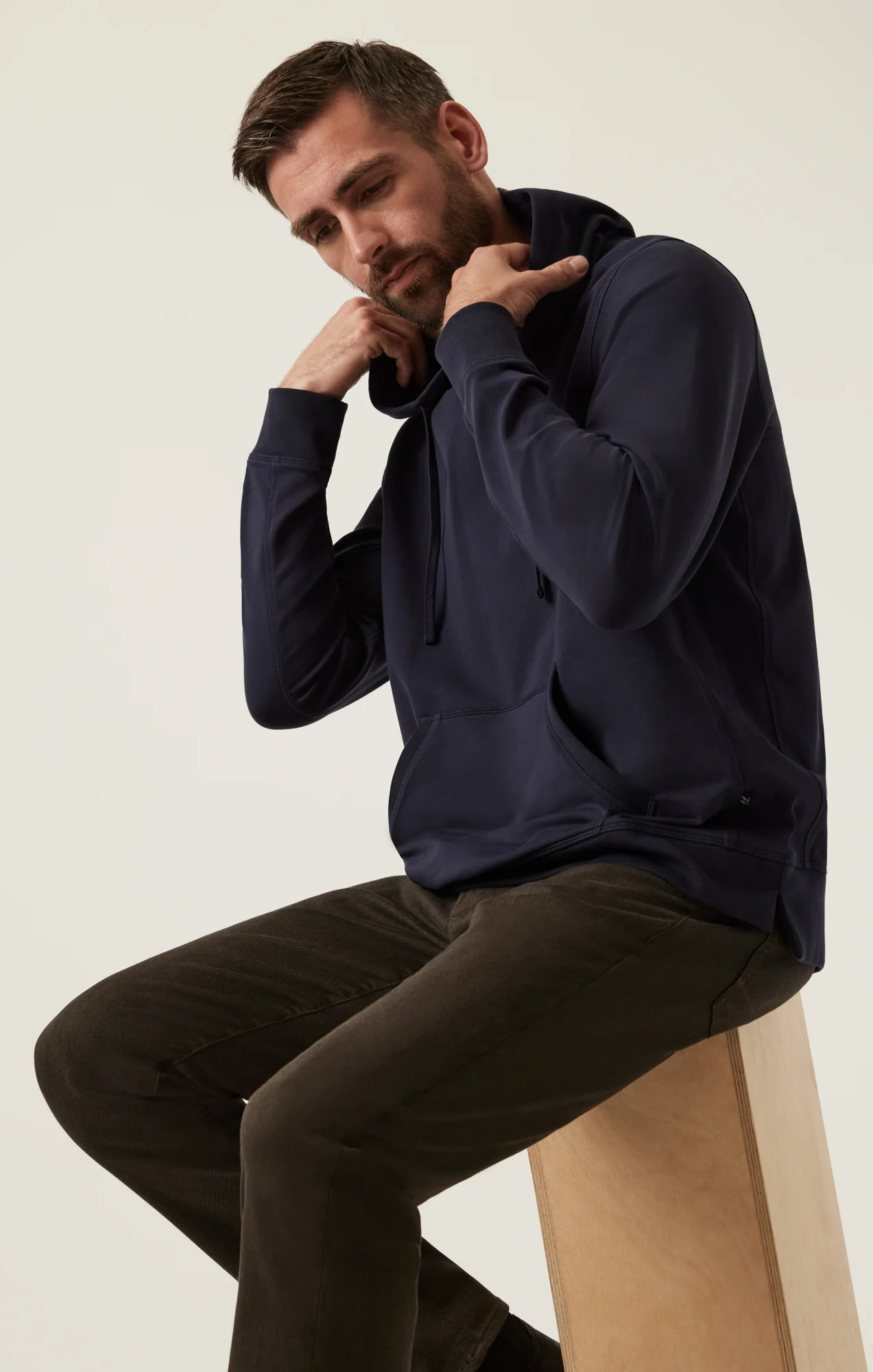 French Terry Hoodie In Navy - Image 7