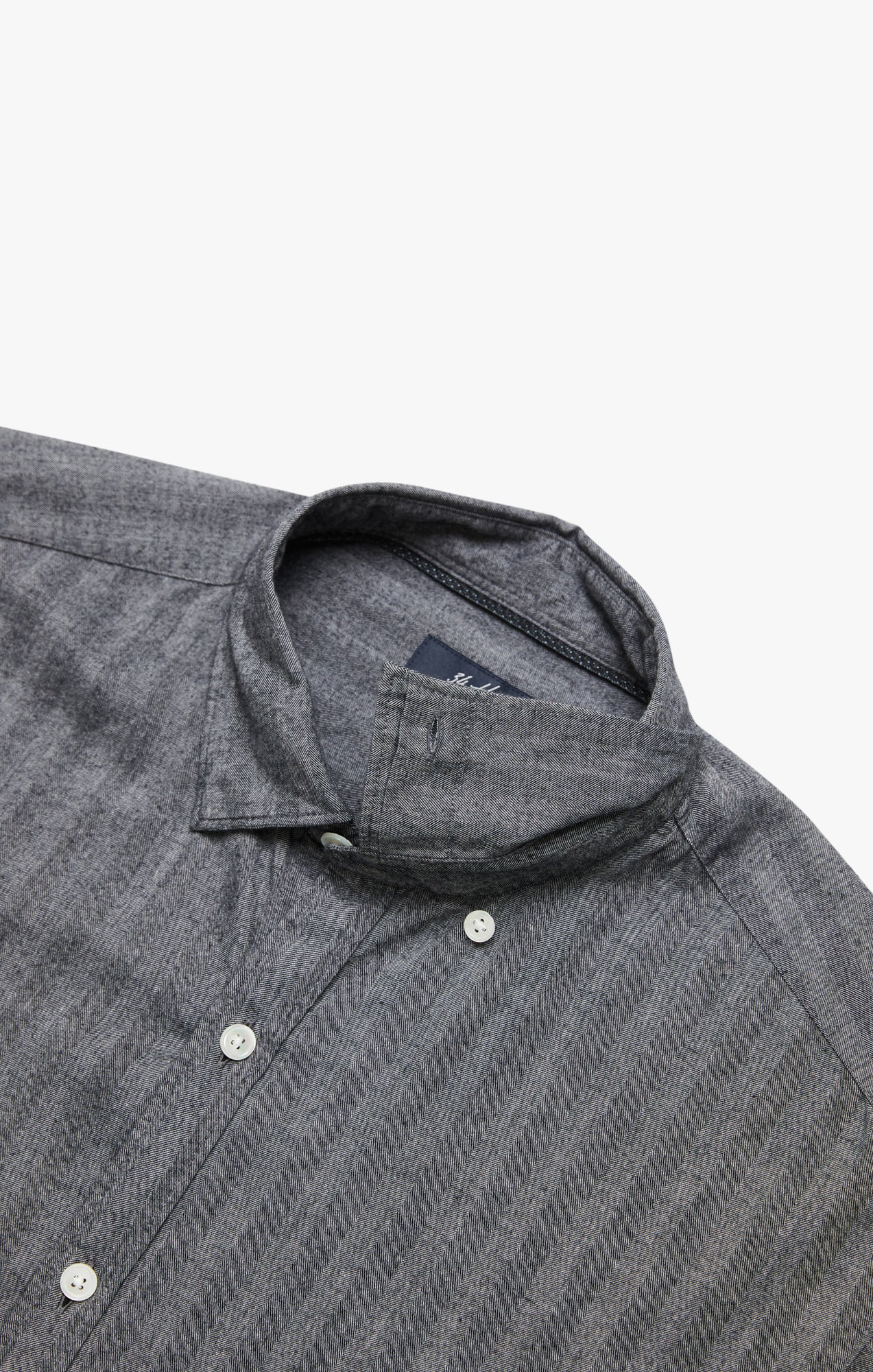 Herringbone Shirt In Anthracite Melange - Image 10