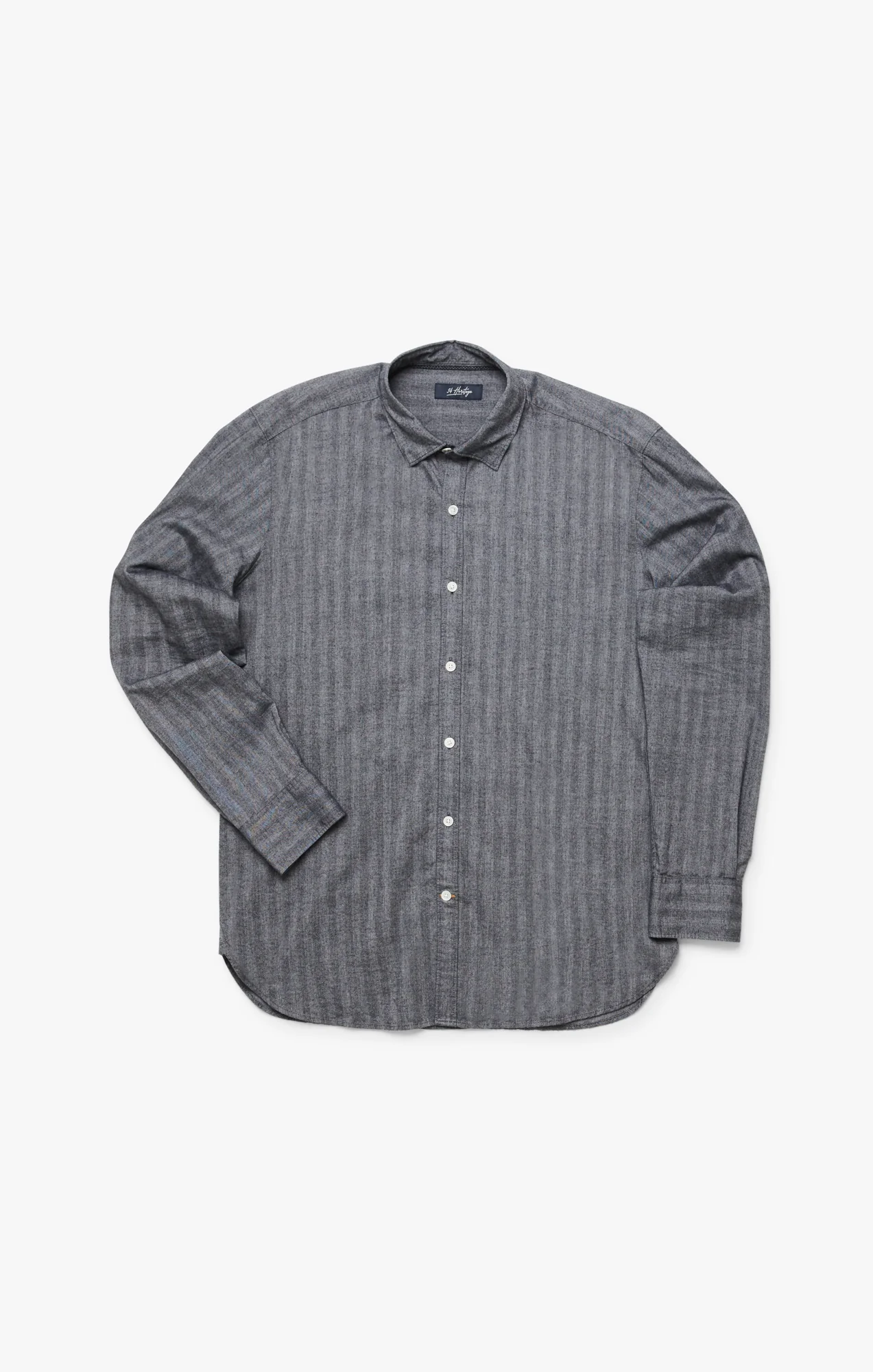 Herringbone Shirt In Anthracite Melange - Image 8