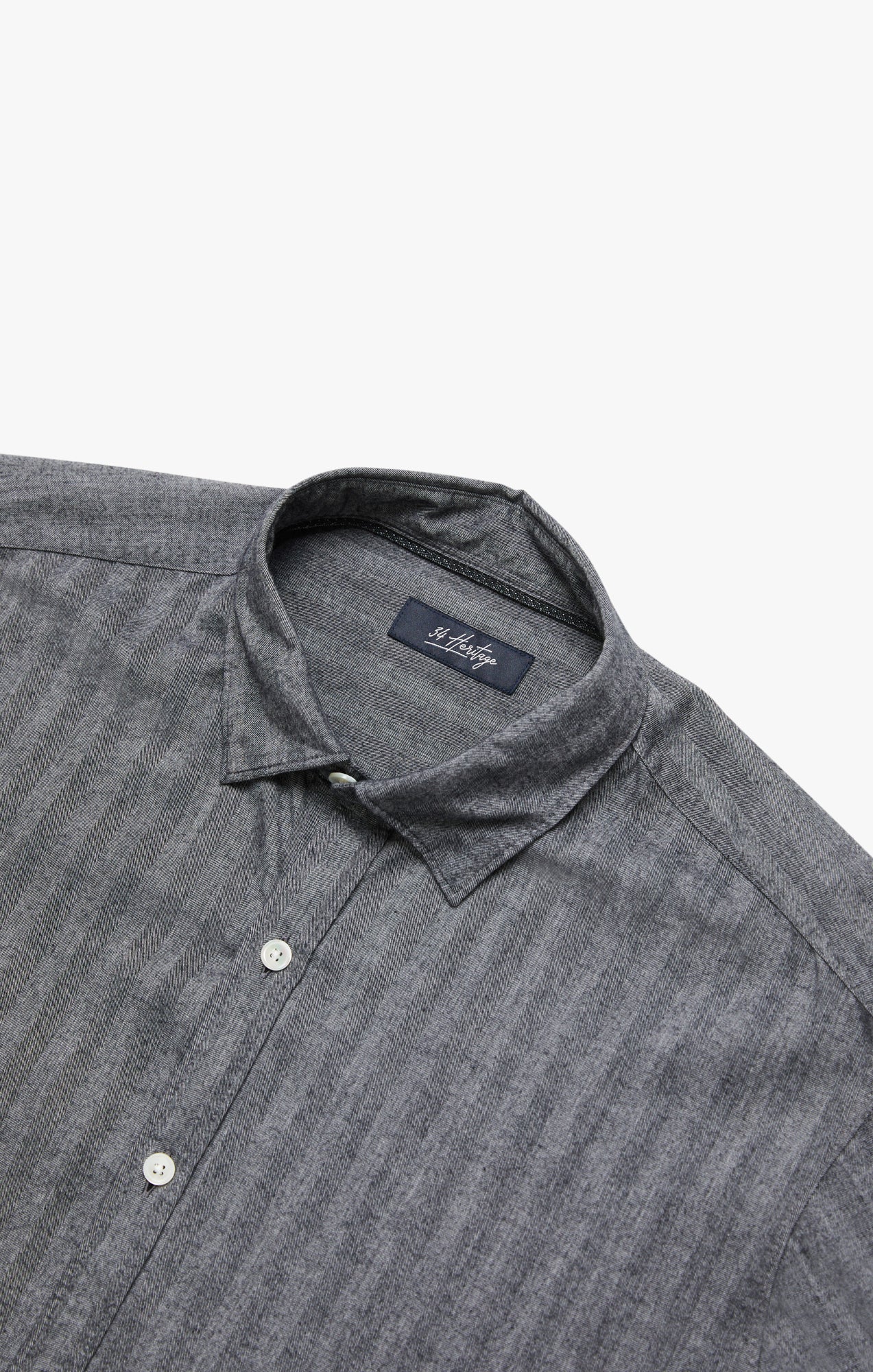 Herringbone Shirt In Anthracite Melange - Image 9