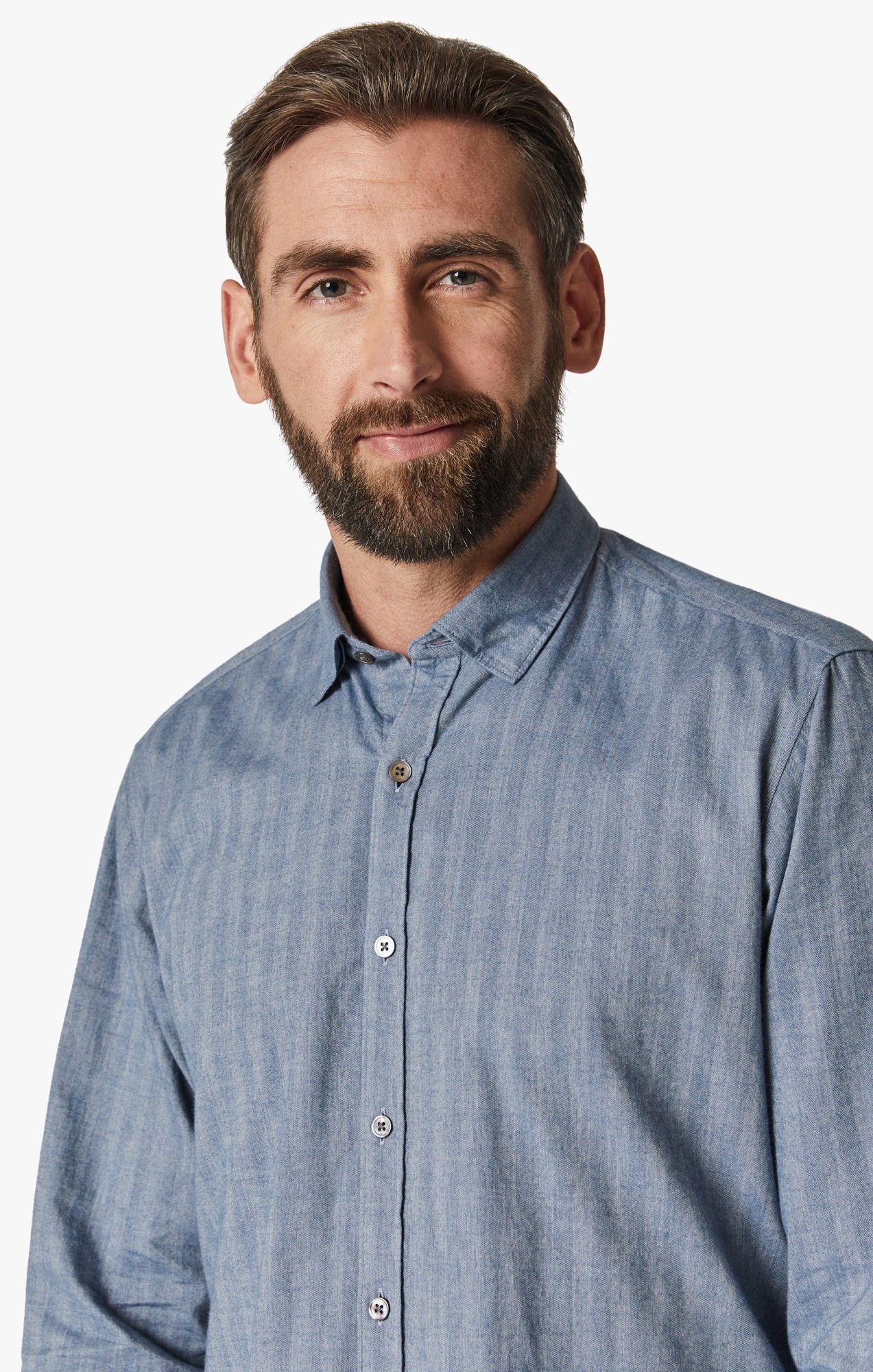 Herringbone Shirt In Blue - Image 5