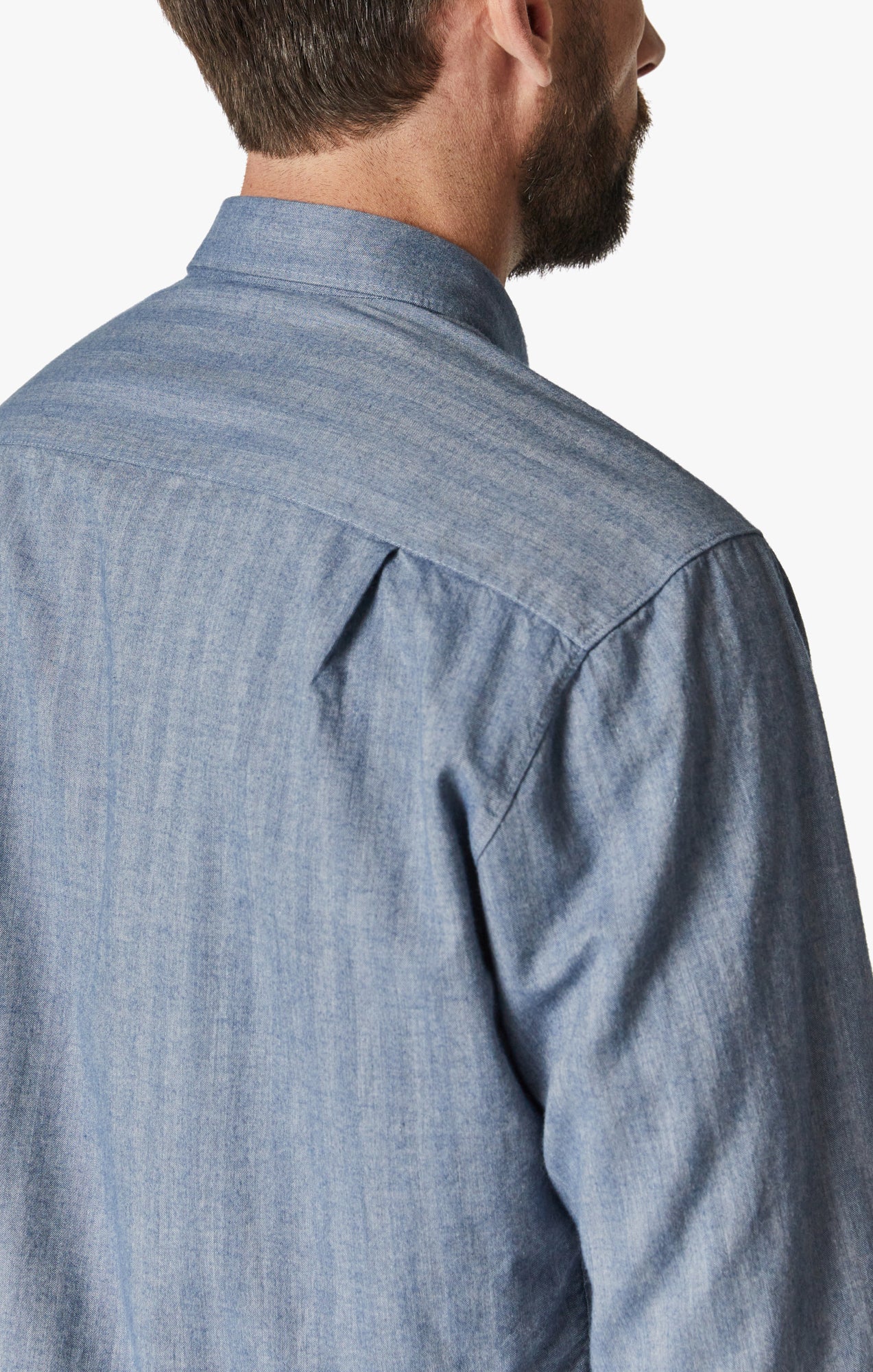 Herringbone Shirt In Blue - Image 6