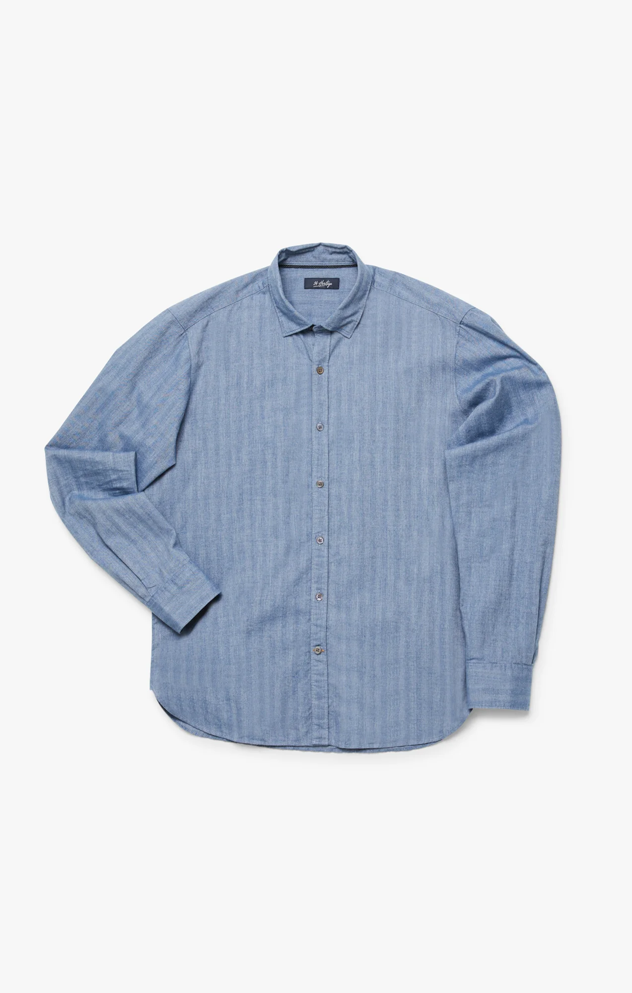 Herringbone Shirt In Blue - Image 9