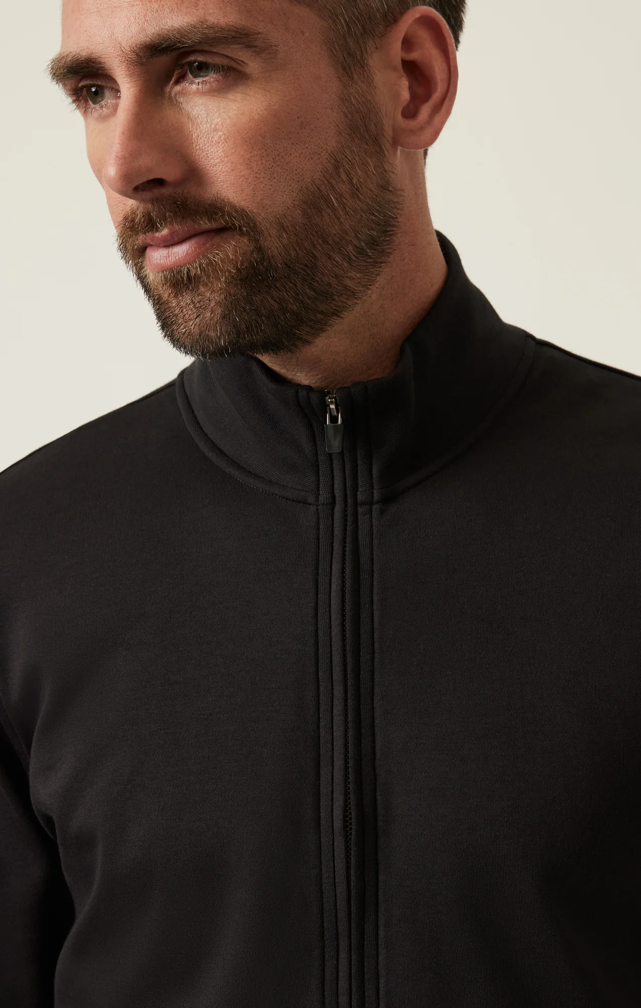 High Neck Zip-Up Sweatshirt In Black - Image 6