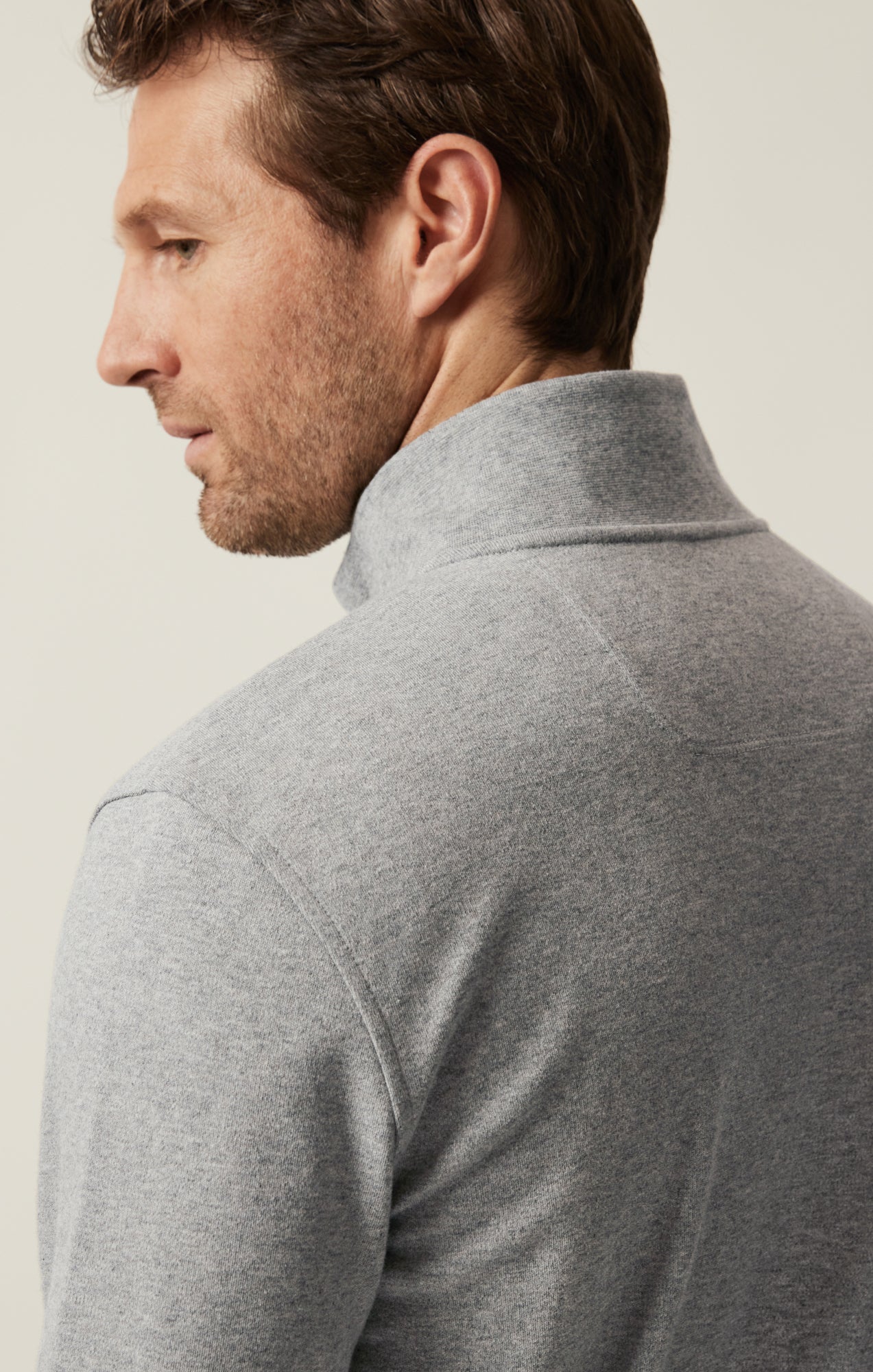High Neck Zip-Up Sweatshirt In Grey Melange - Image 6