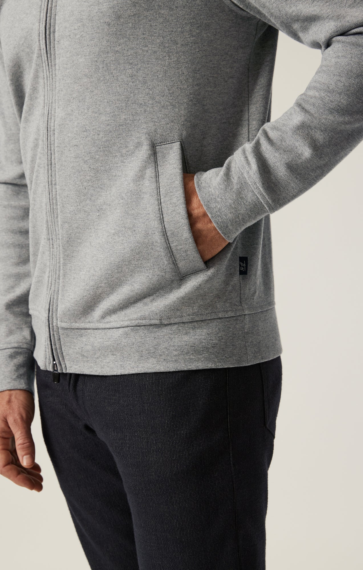 High Neck Zip-Up Sweatshirt In Grey Melange - Image 7
