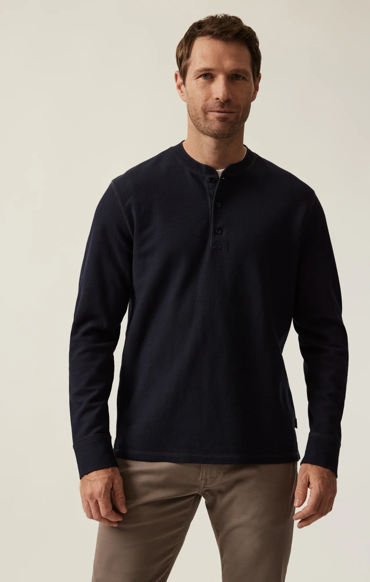 Long Sleeve Henley In Navy - Image 3