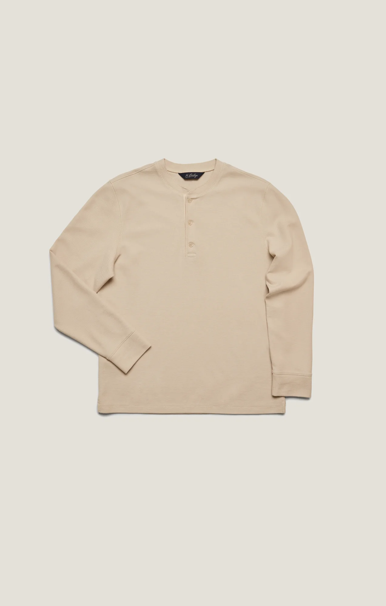 Long Sleeve Henley In Oatmeal - Image 10