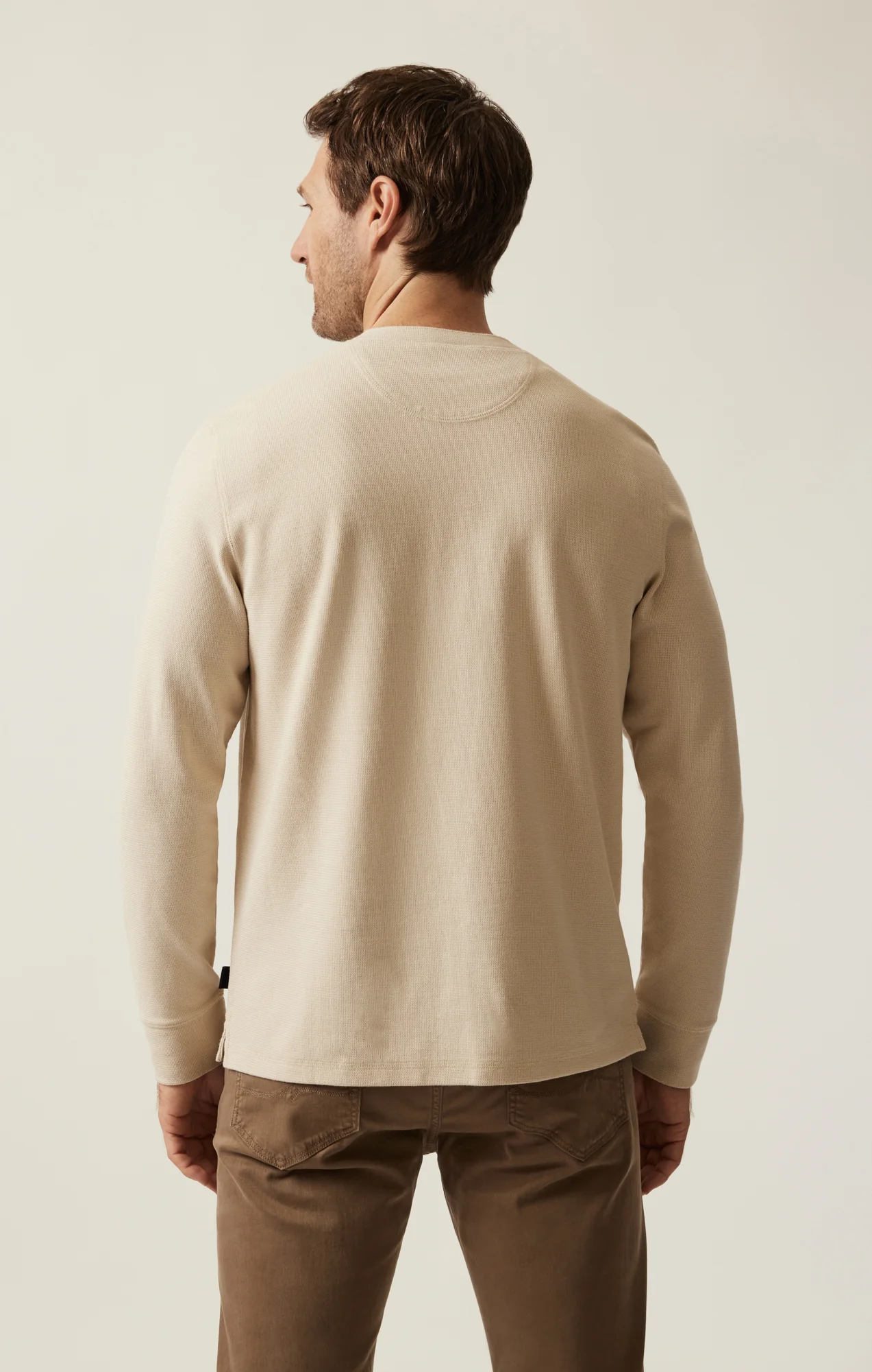 Long Sleeve Henley In Oatmeal - Image 3