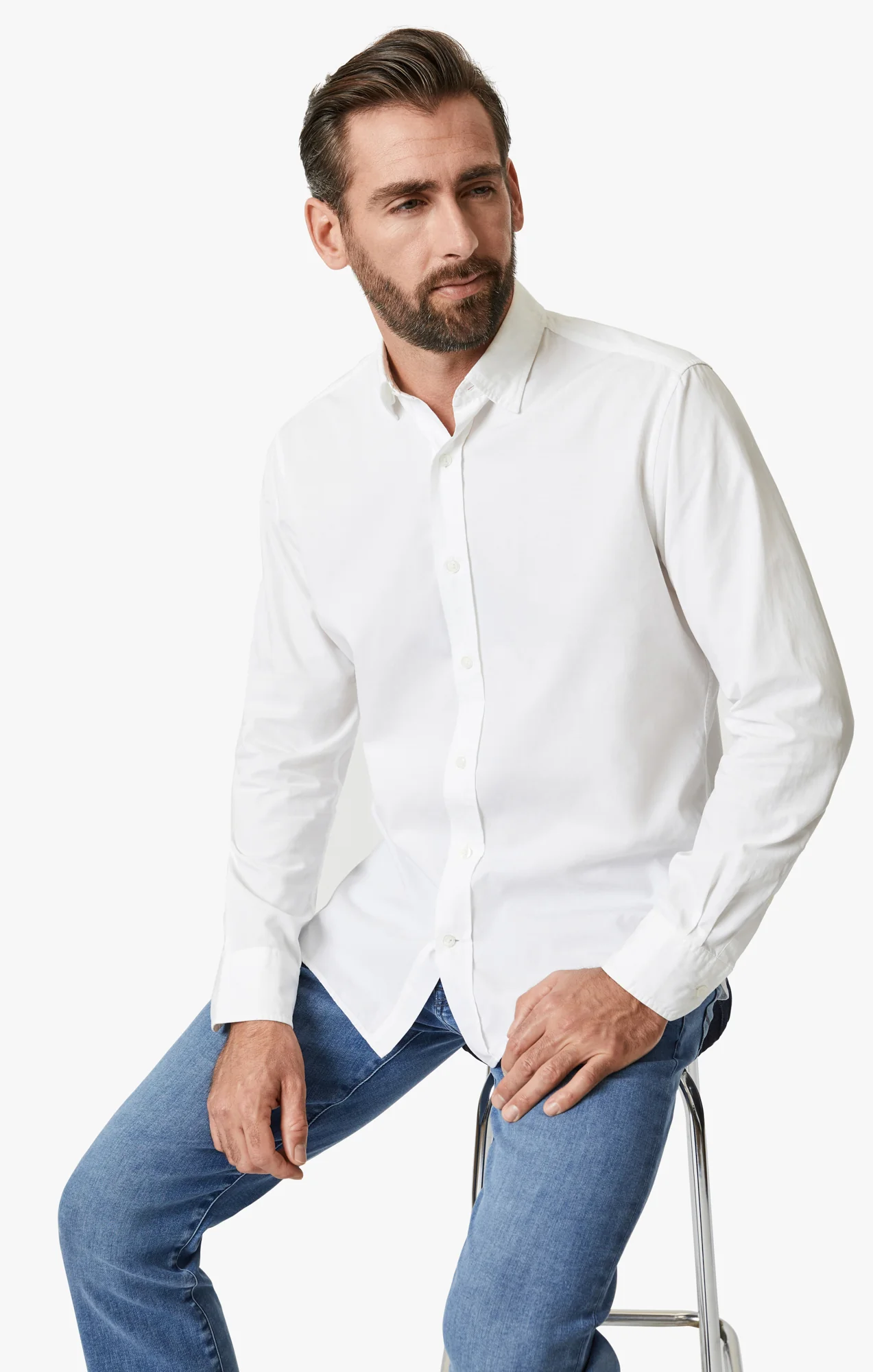Luxe Twill Shirt In Bright White - Image 8