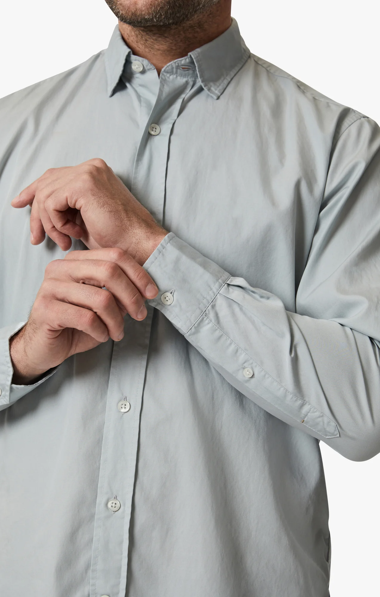 Luxe Twill Shirt In Pearl Blue - Image 6