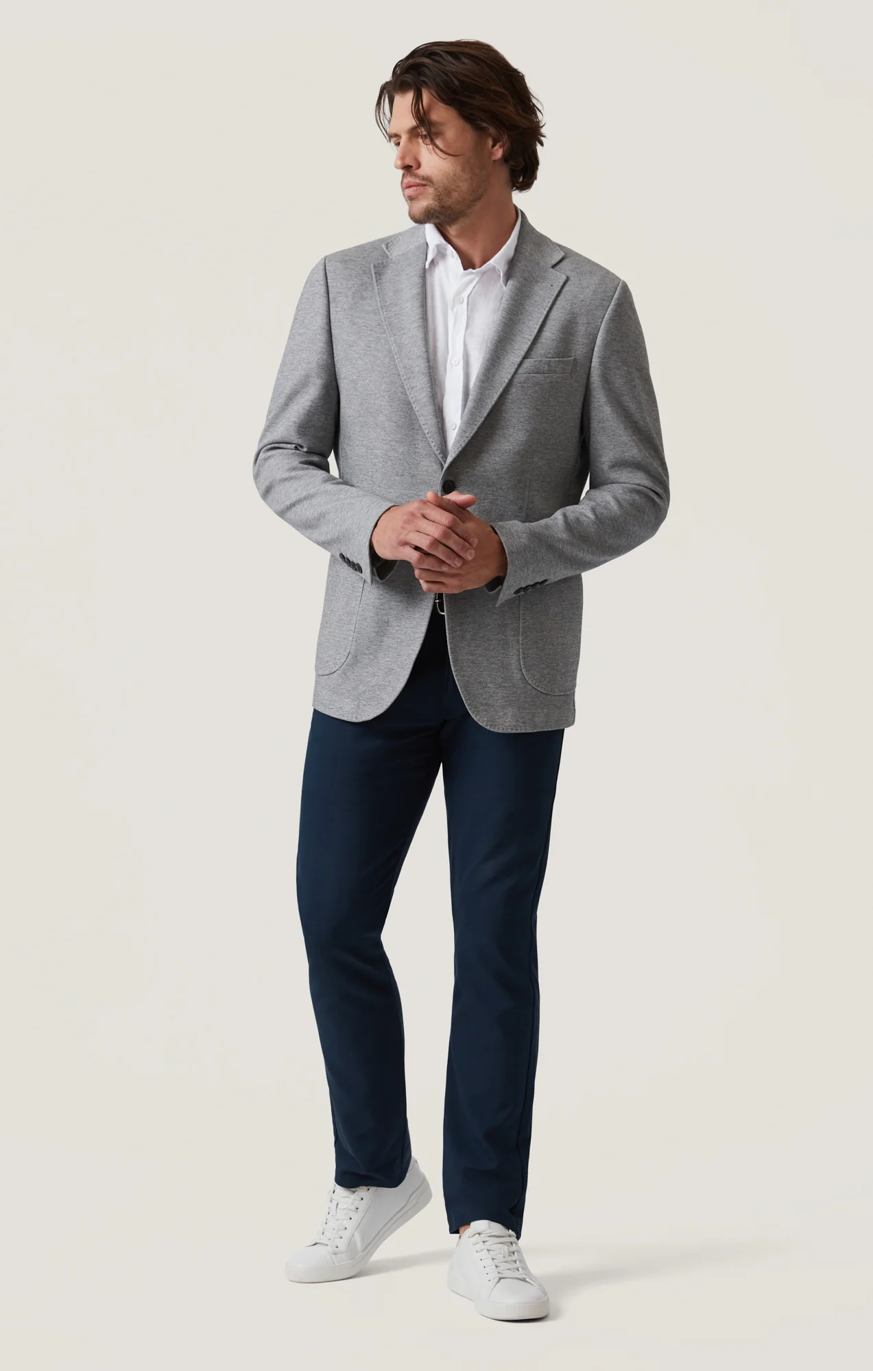 Matteo Pique Blazer in Grey Melange - Image 4