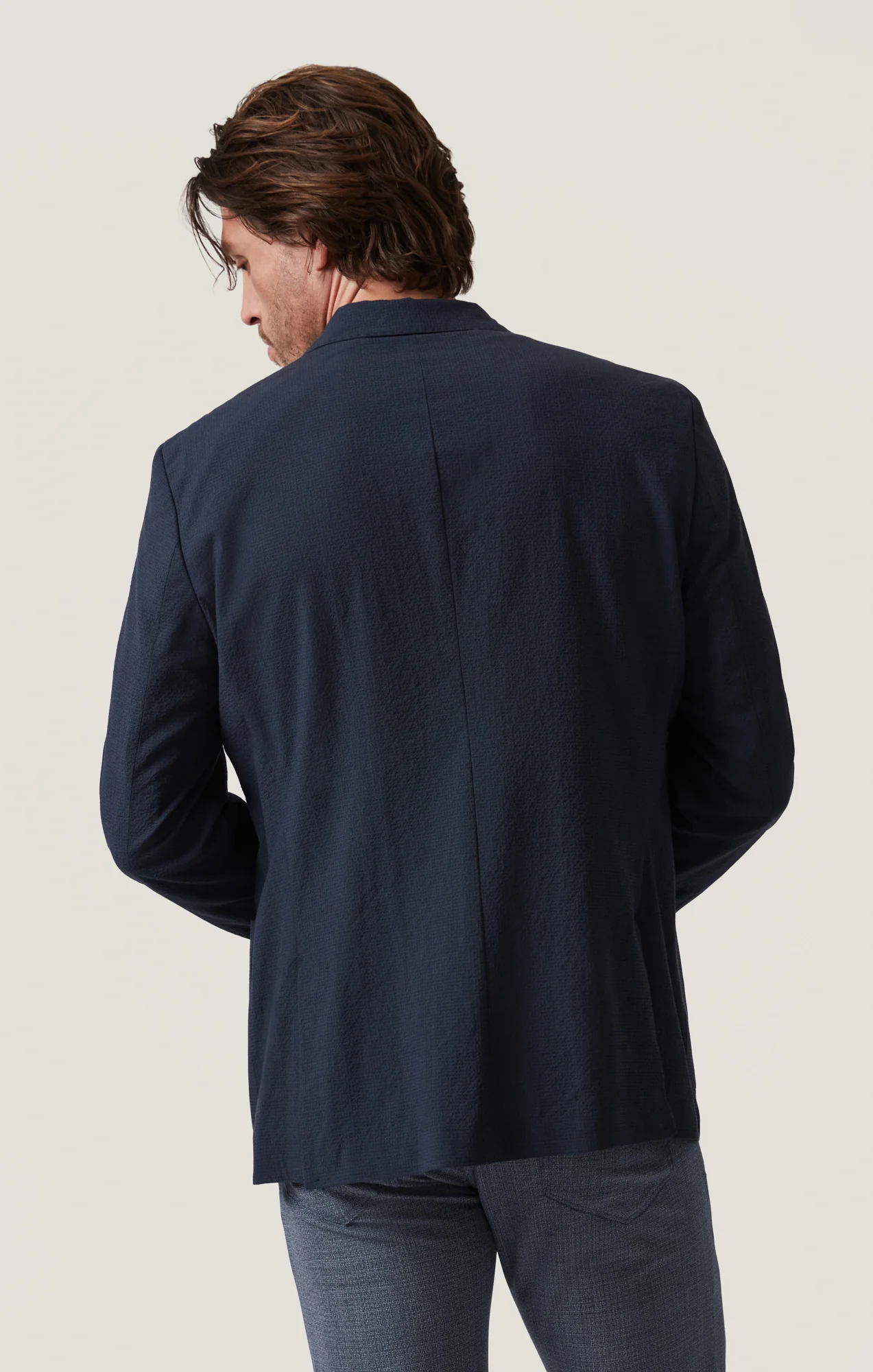 Matteo Seersucker Blazer in Navy - Image 3
