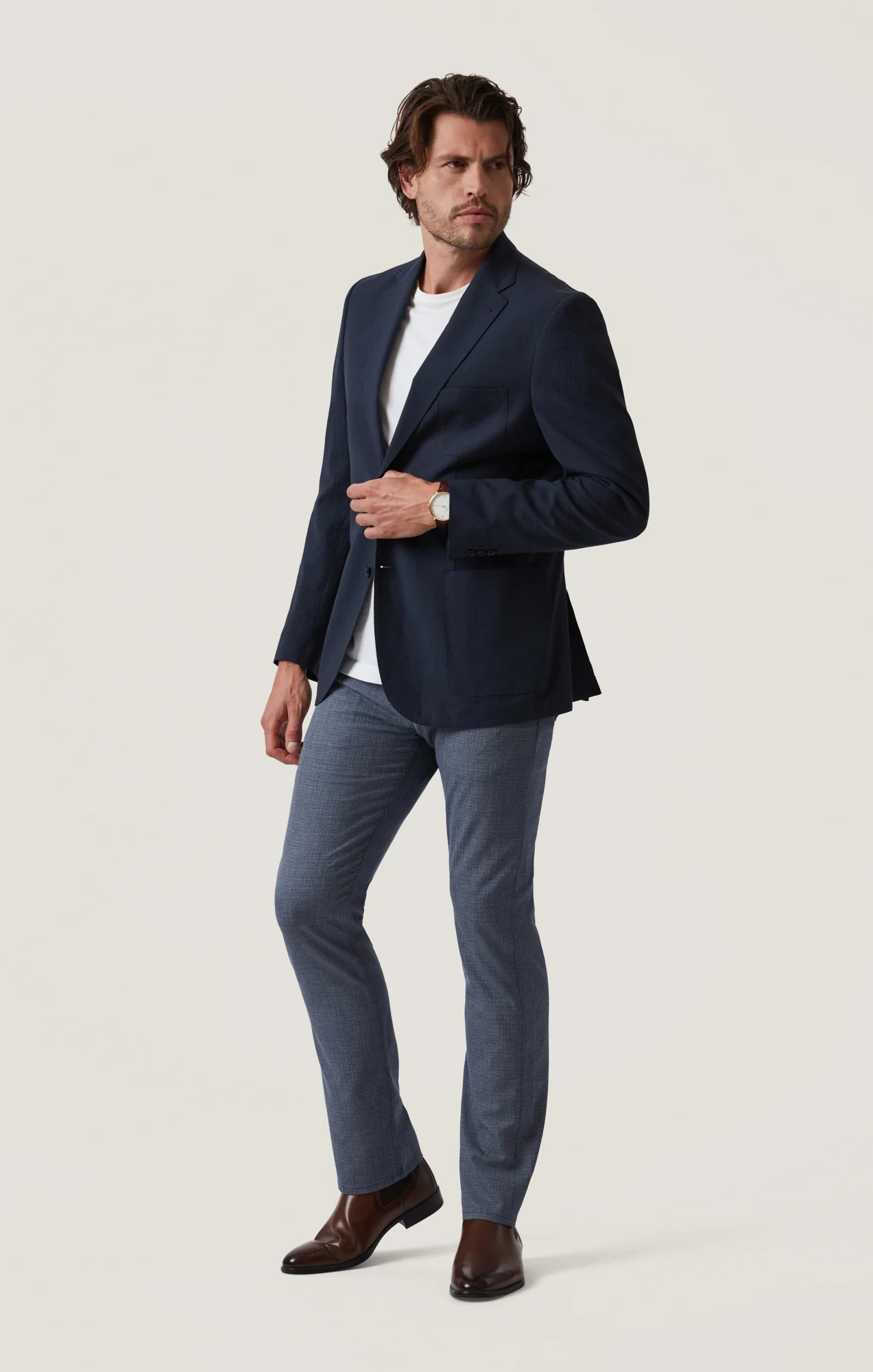 Matteo Seersucker Blazer in Navy - Image 4