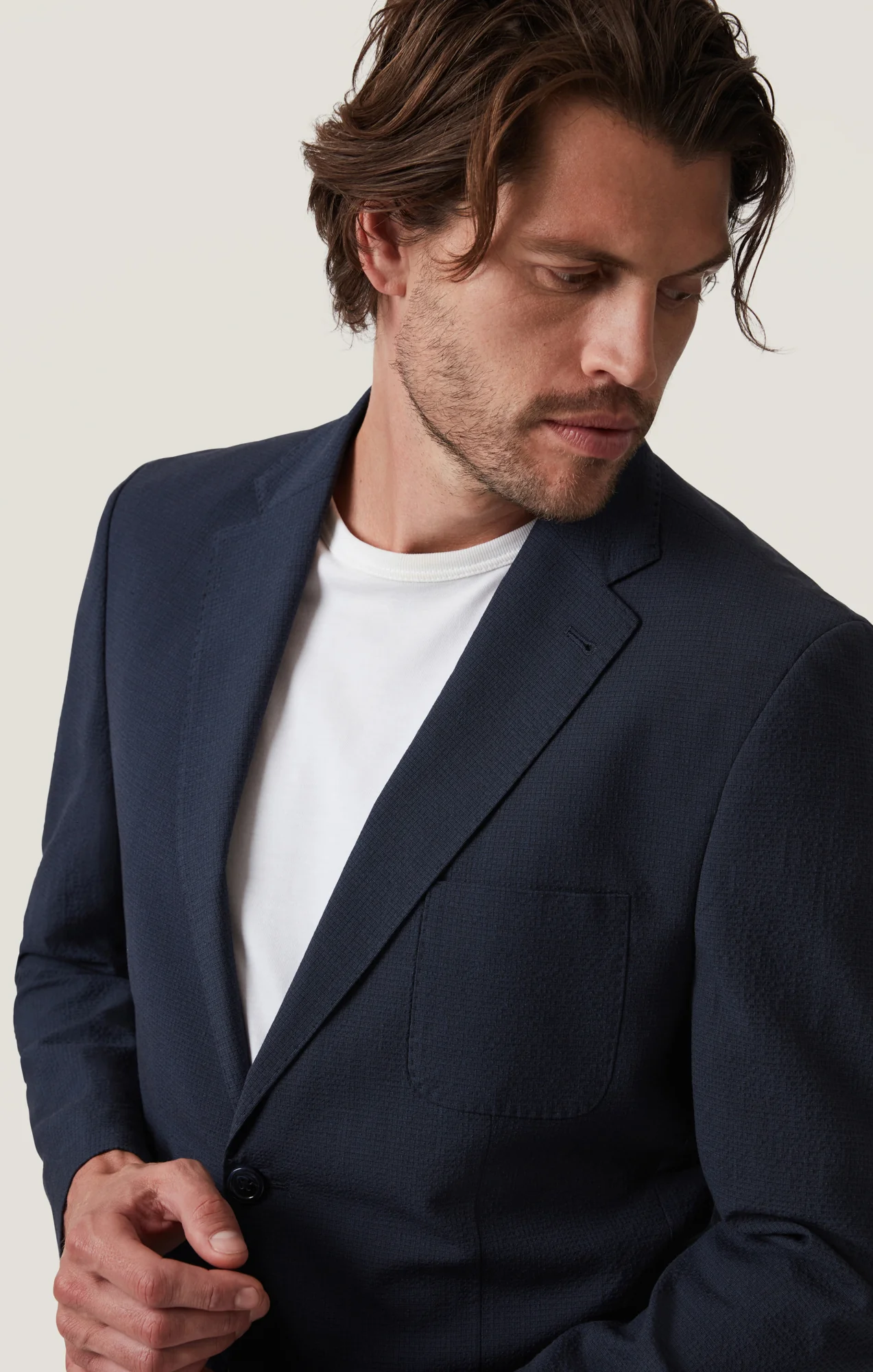 Matteo Seersucker Blazer in Navy - Image 6