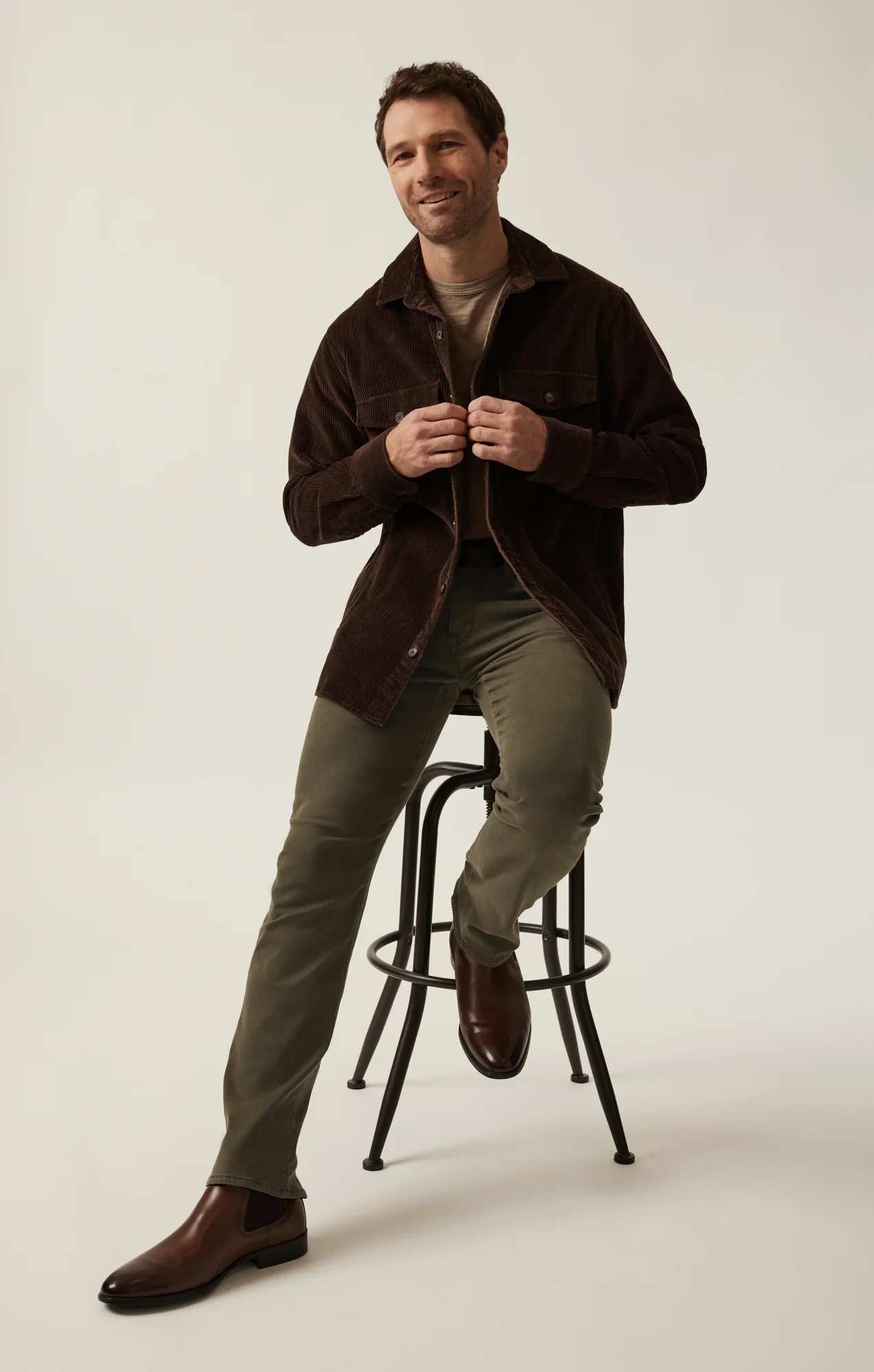 Corduroy Overshirt in Chocolate Brown - Image 8