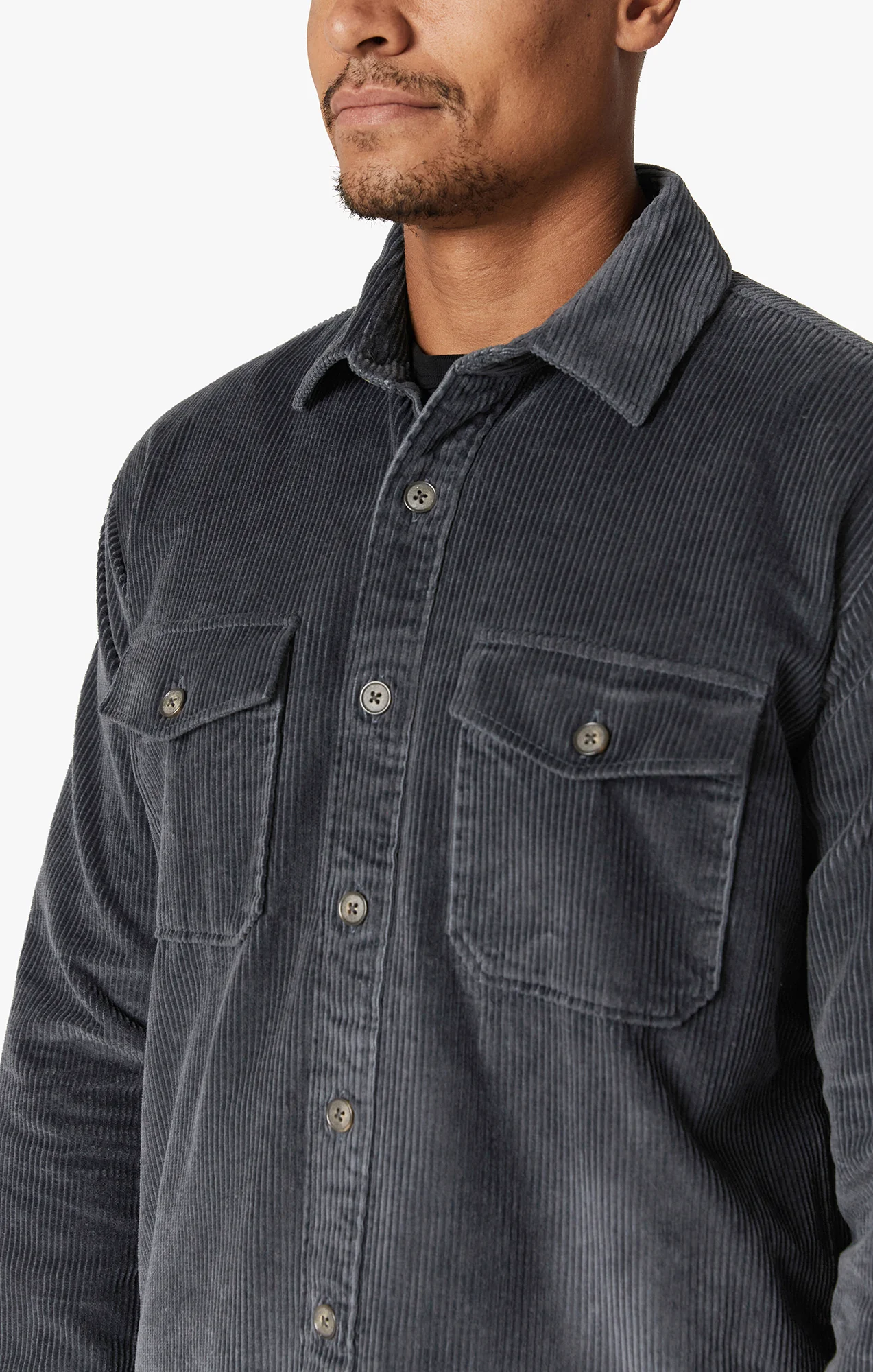 Corduroy Overshirt In Iron Gate - Image 6