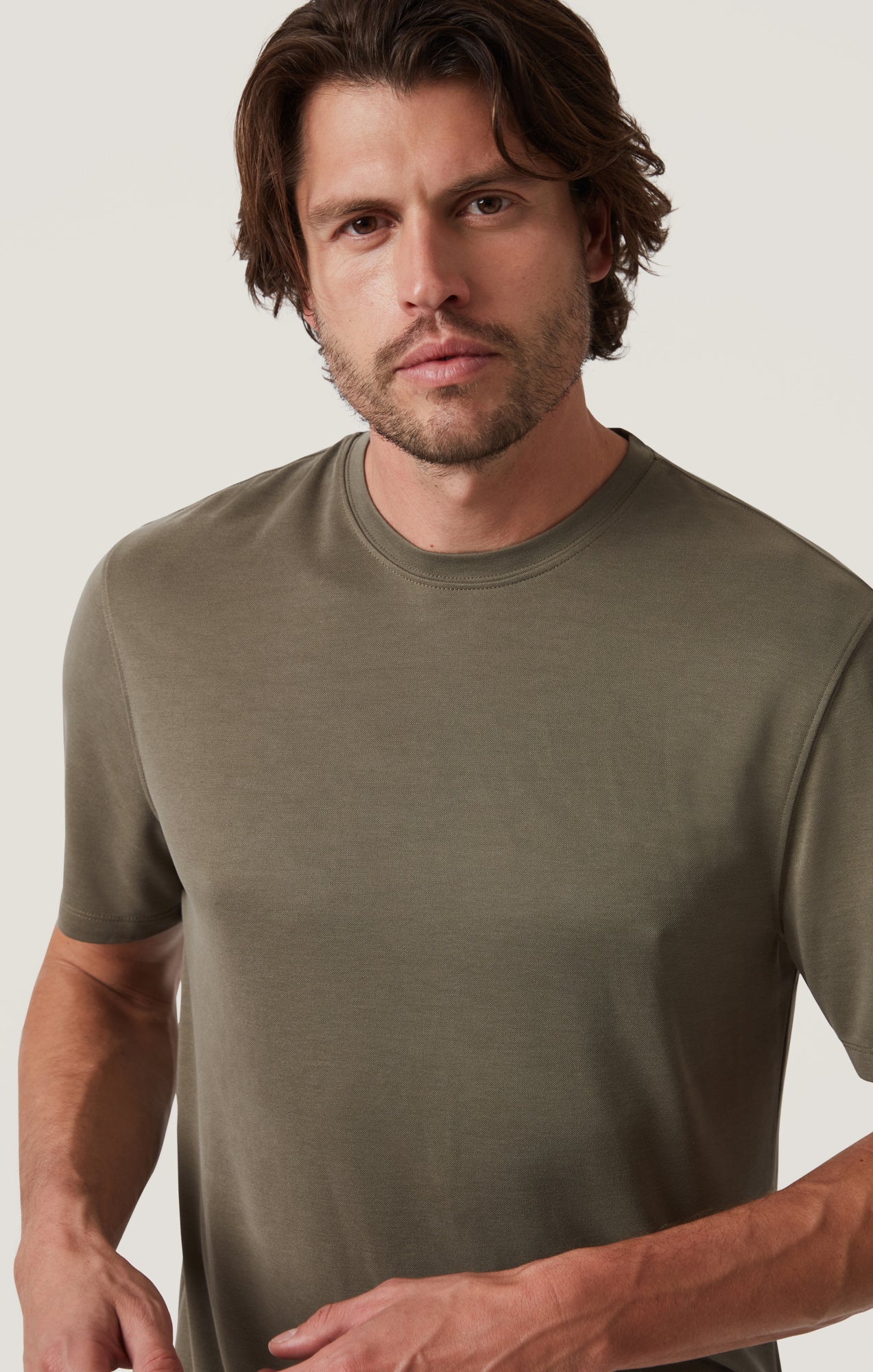 Pique T-Shirt in Smokey Olive - Image 2