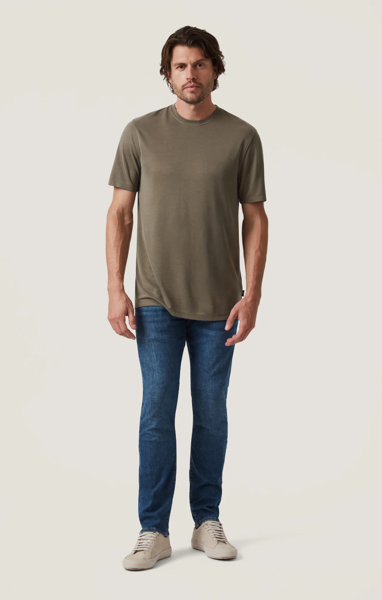 Pique T-Shirt in Smokey Olive - Image 3