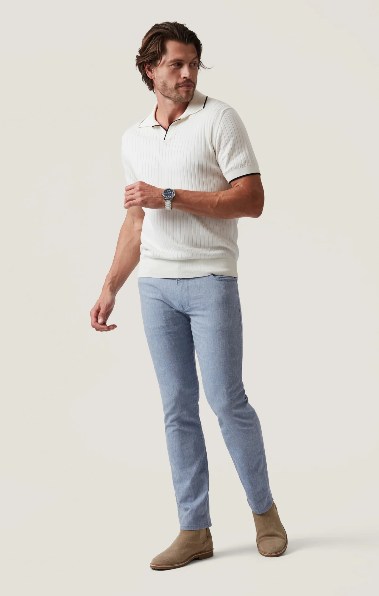 Polo Sweater in Off White - Image 4