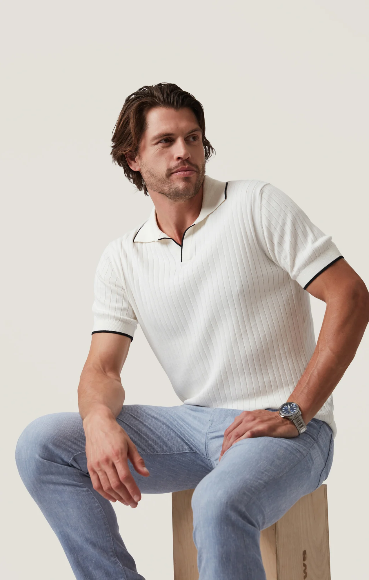 Polo Sweater in Off White - Image 7