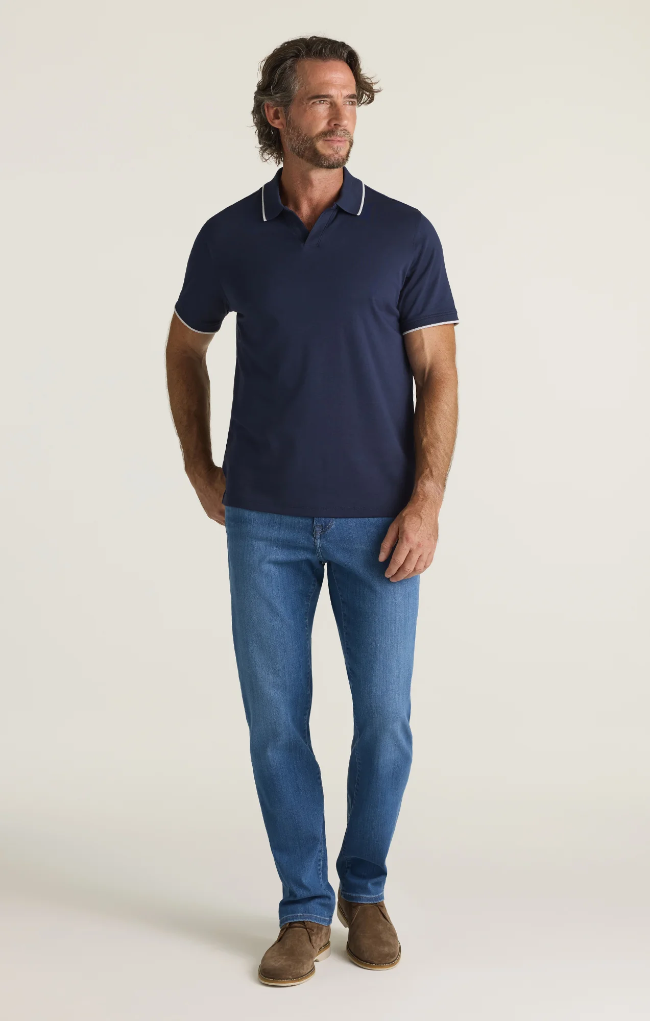 Riviera Polo Shirt in Navy - Image 5