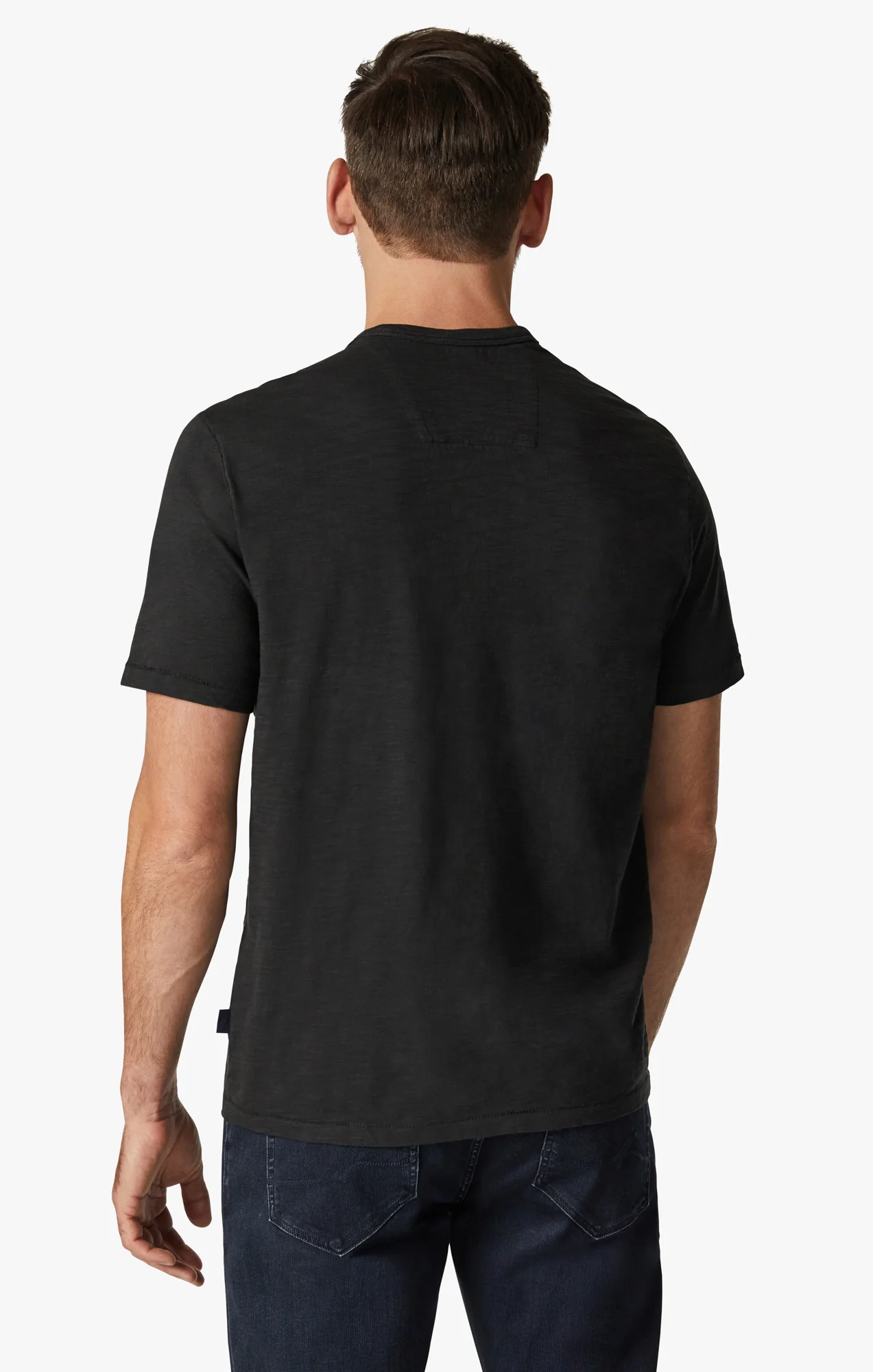 Slub Crew Neck T-Shirt in Black - Image 3