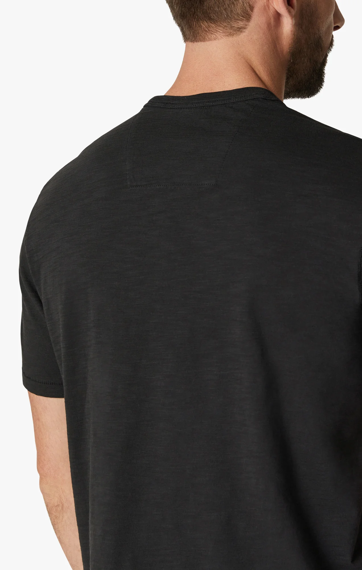 Slub Crew Neck T-Shirt in Black - Image 5